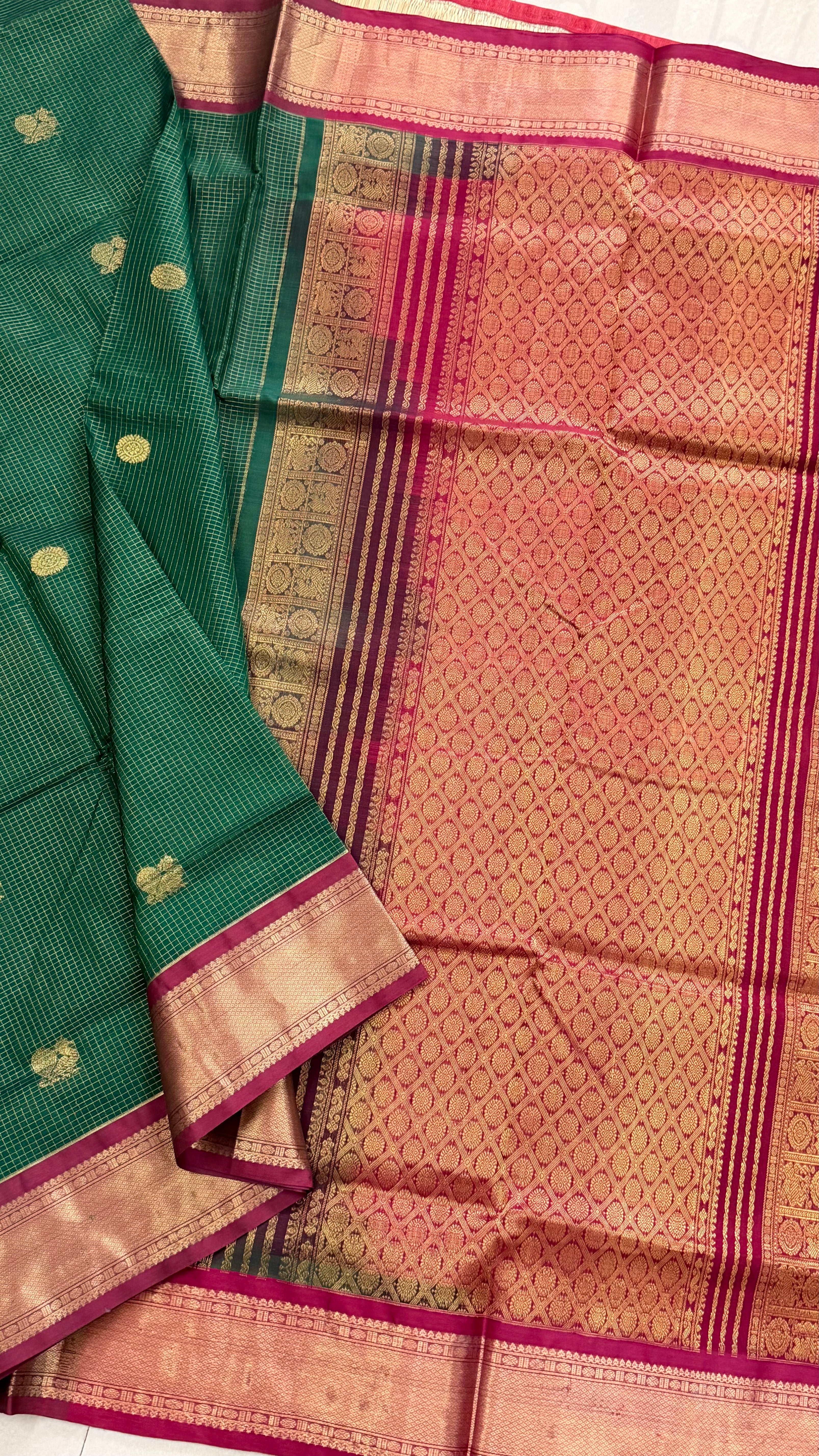 Green Zari Kattam premium silk cotton