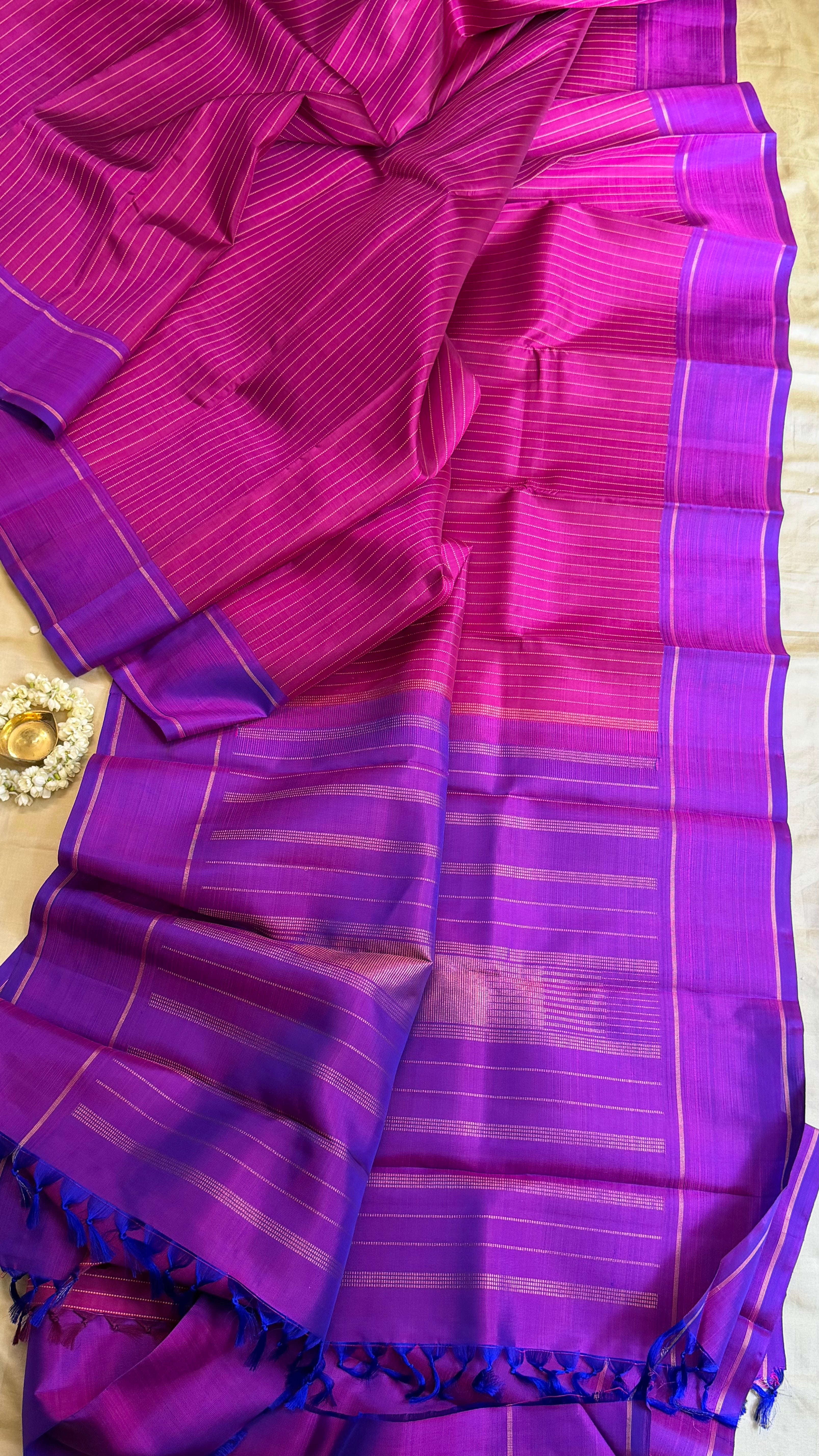 Magenta pink and purple / Kanjipuram silk