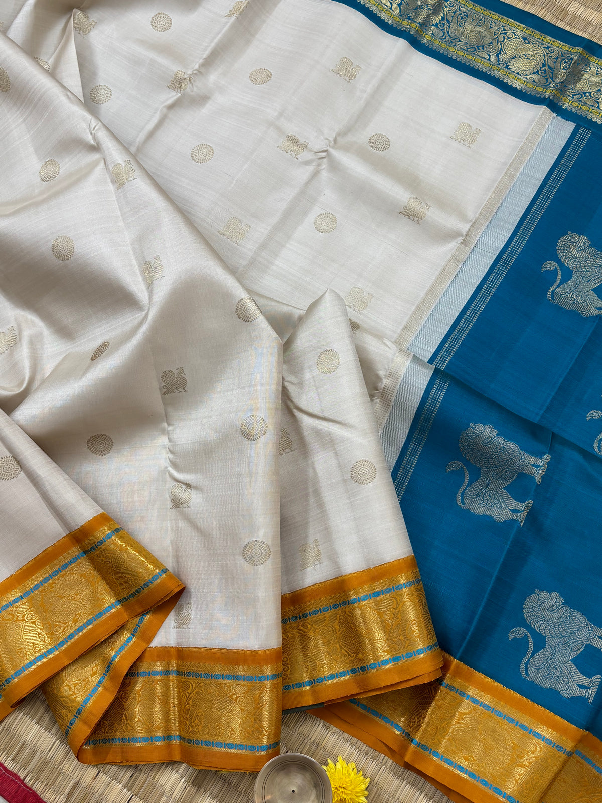 Ganga Jamuna unique double Palla Korvai kanjipuram pure zari/kajipuram silk saree clsa 9982
