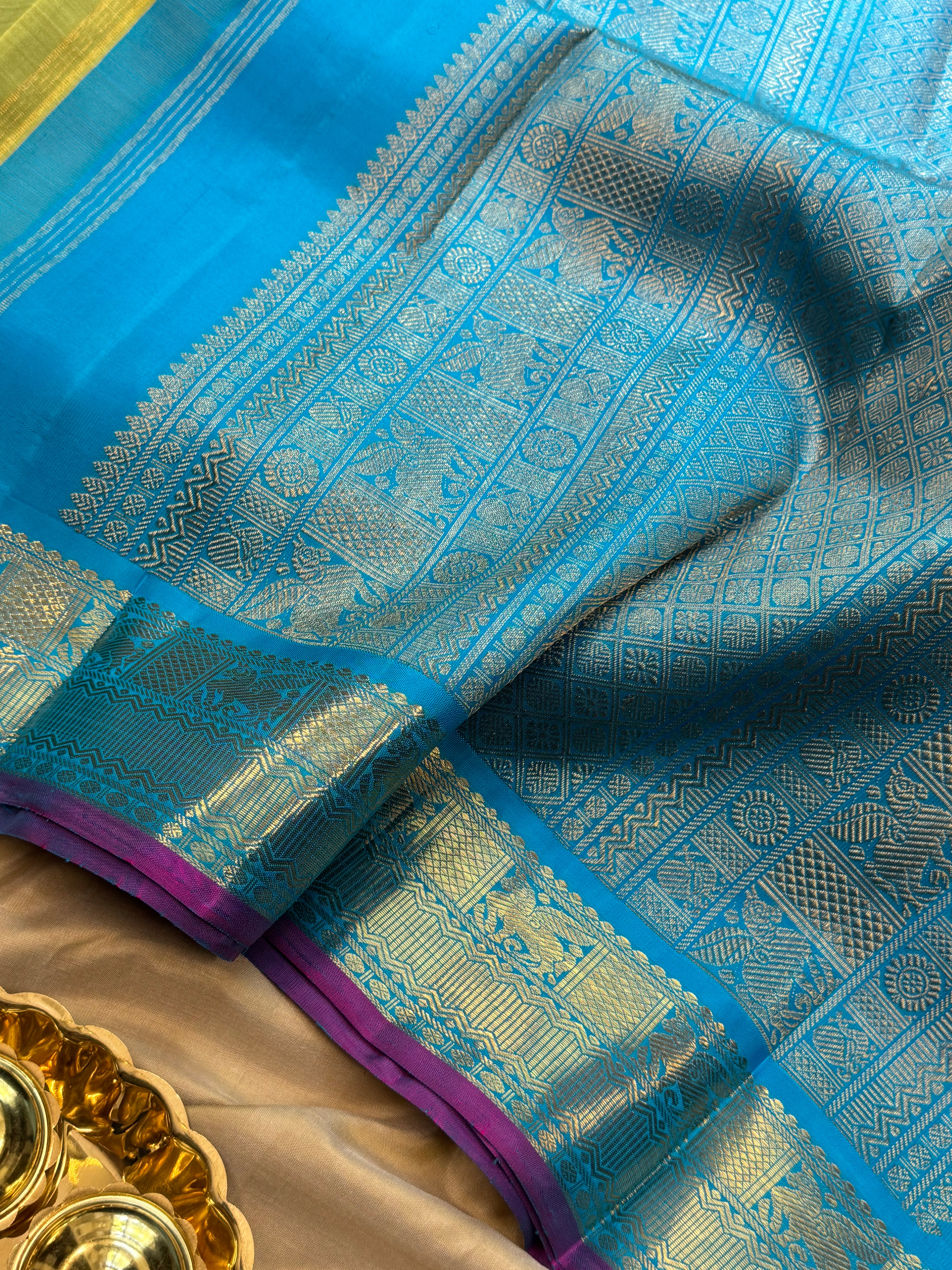 Sampangi Green korvai : kanjipuram silk