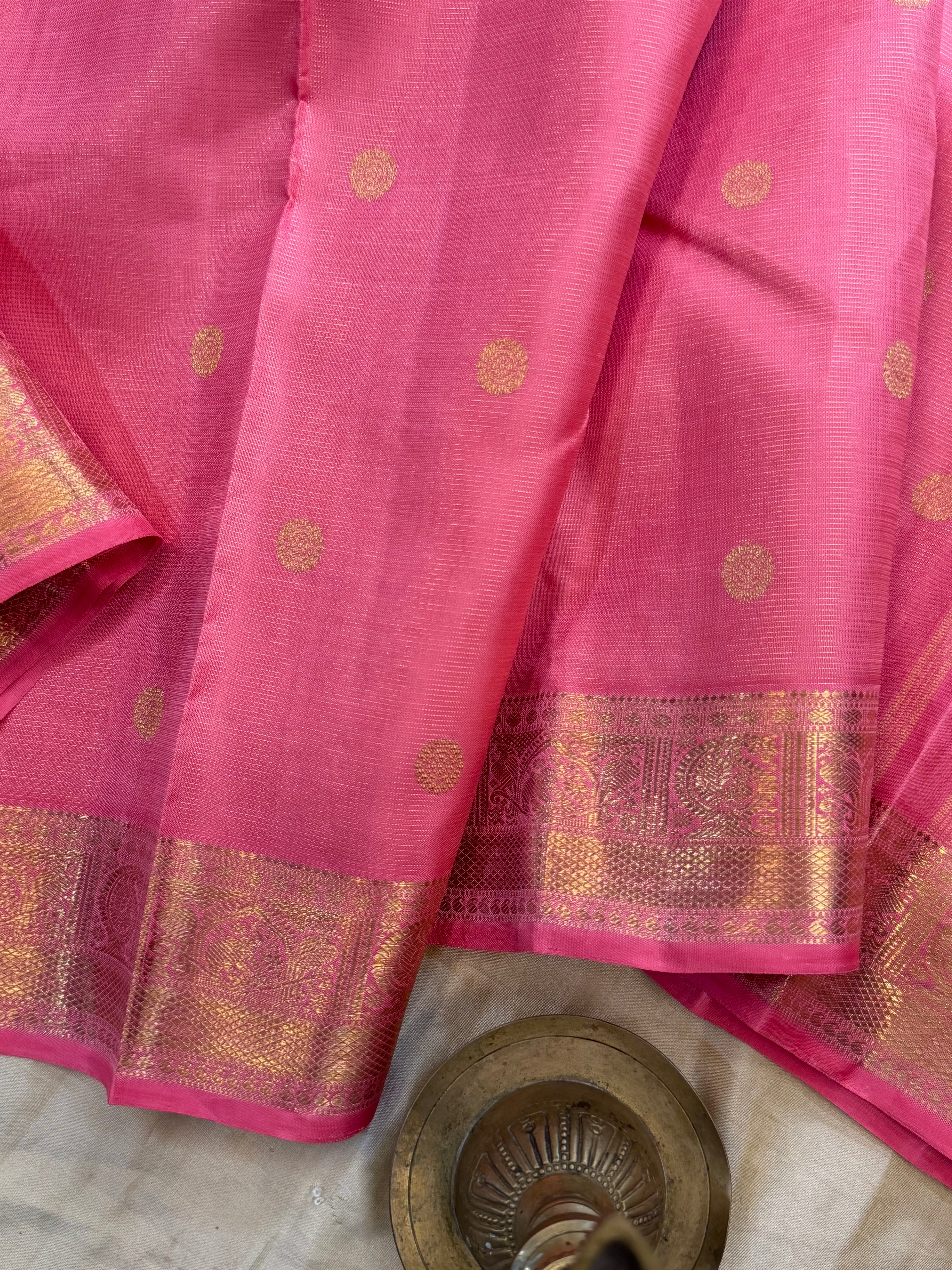 Heirloom Vairaoosi pink Kanjipuram silk saree