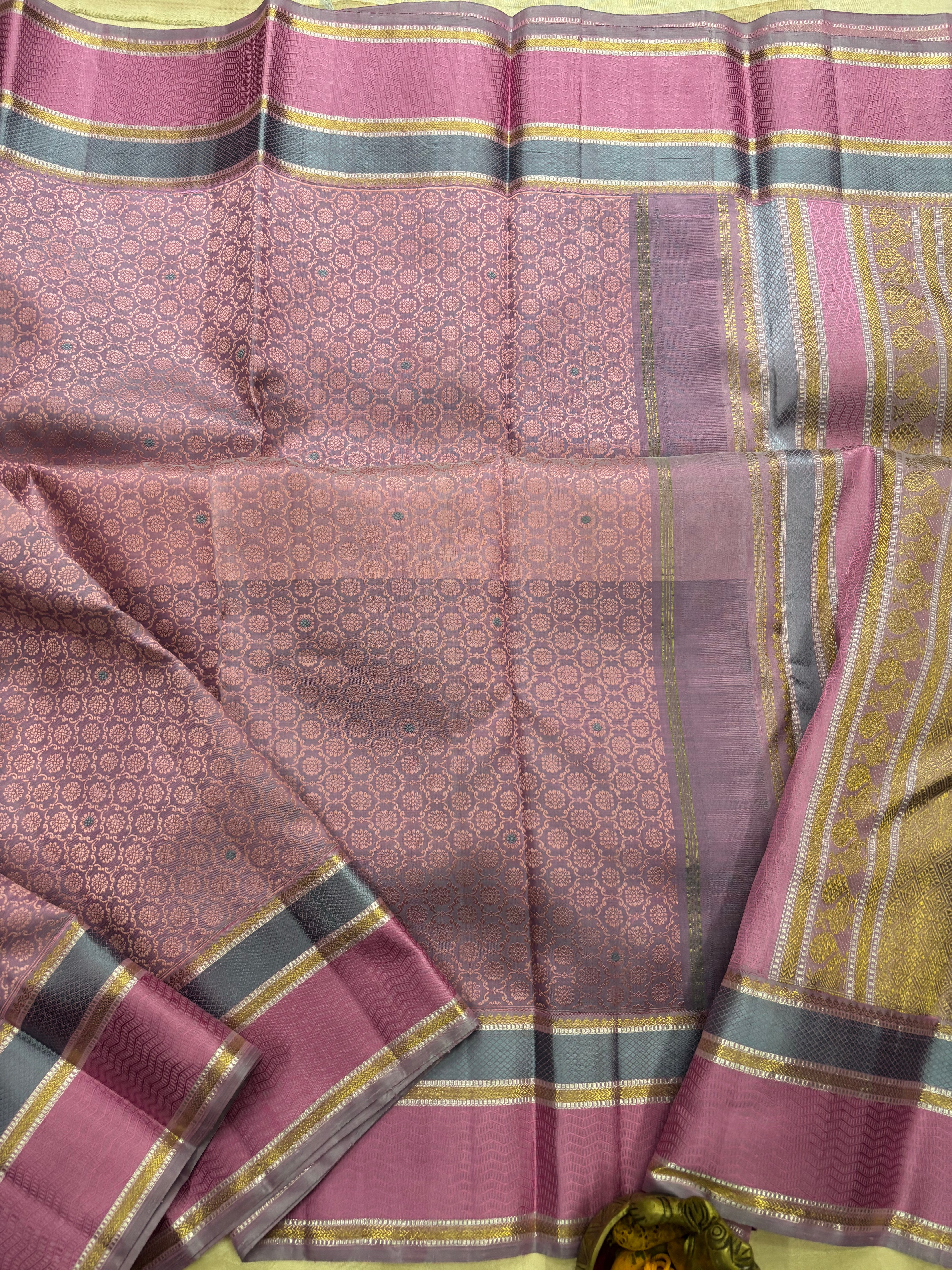 Lavender thread work / kanjipuram silk