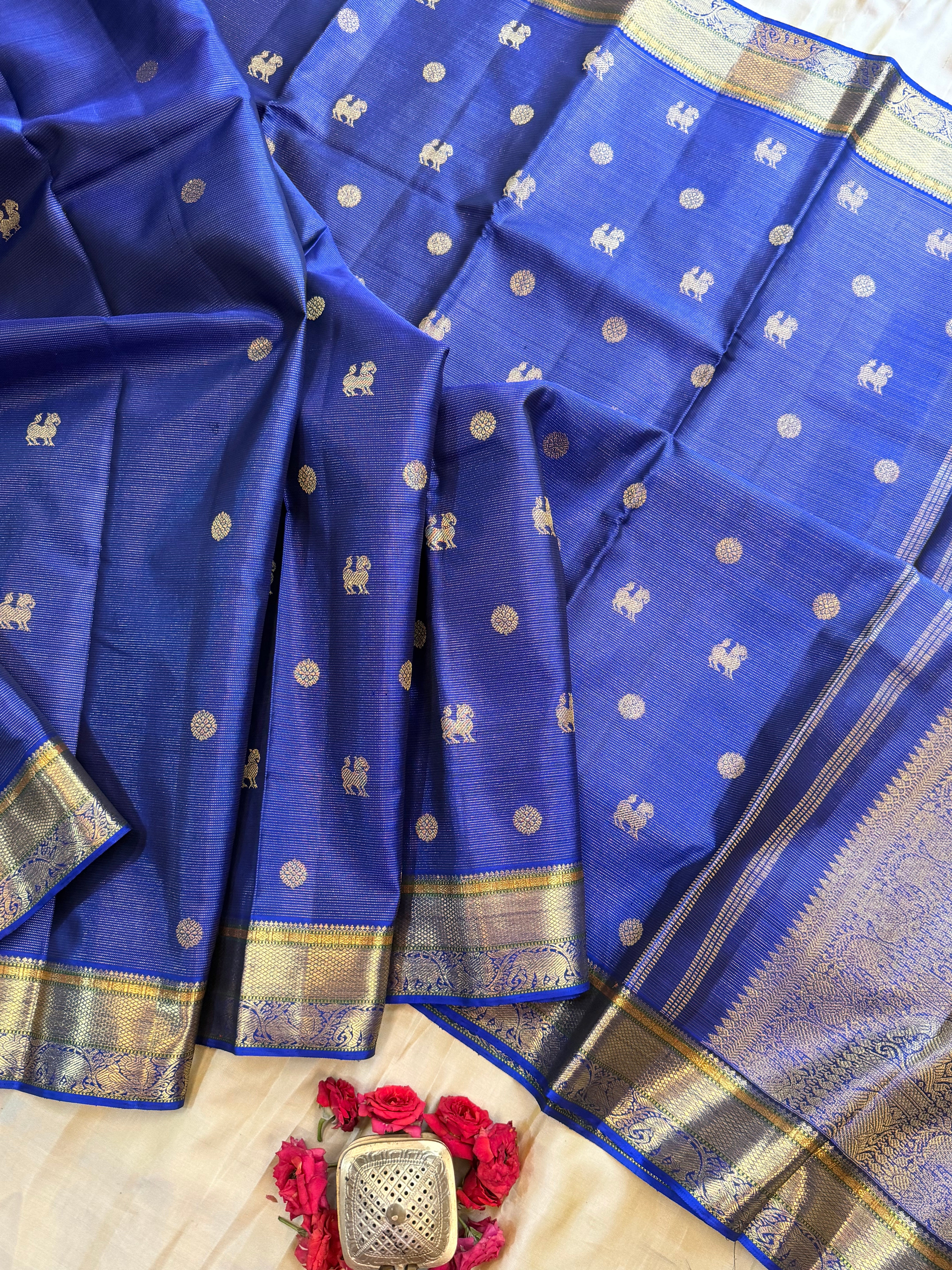 Ms blue Vairaoosi / pure Zari Kanjipuram silk