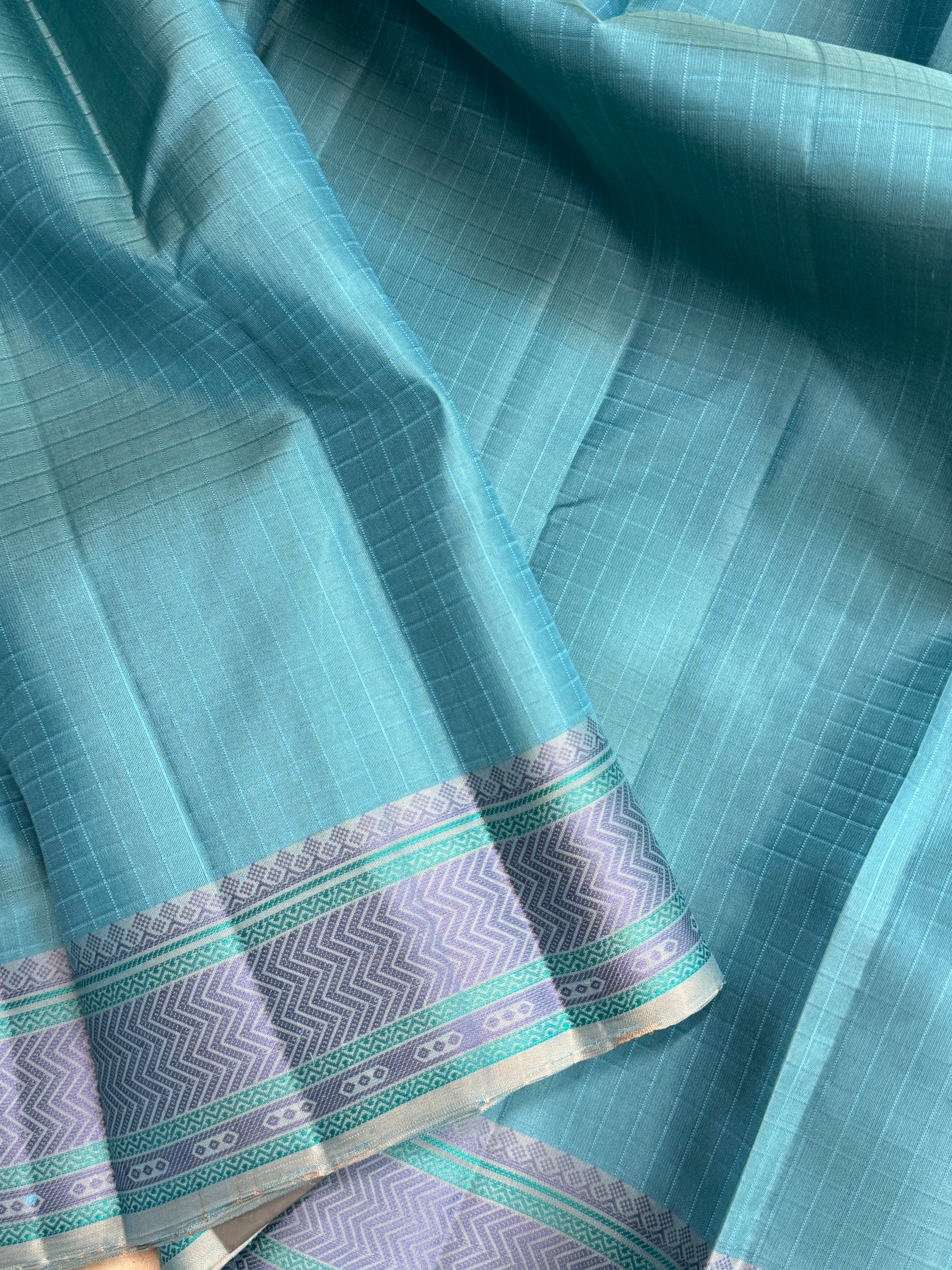 Turquoise blue kattam / Varnangal soft silk