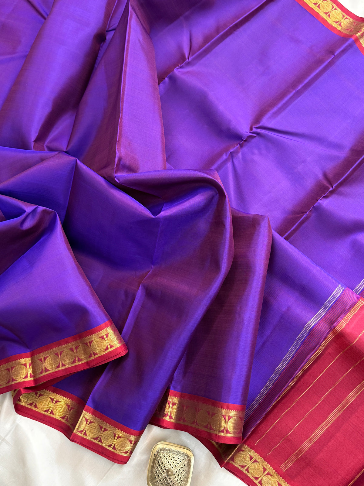 royal purple small border Zari Butta/kanjipuram silk saree clsa 11567