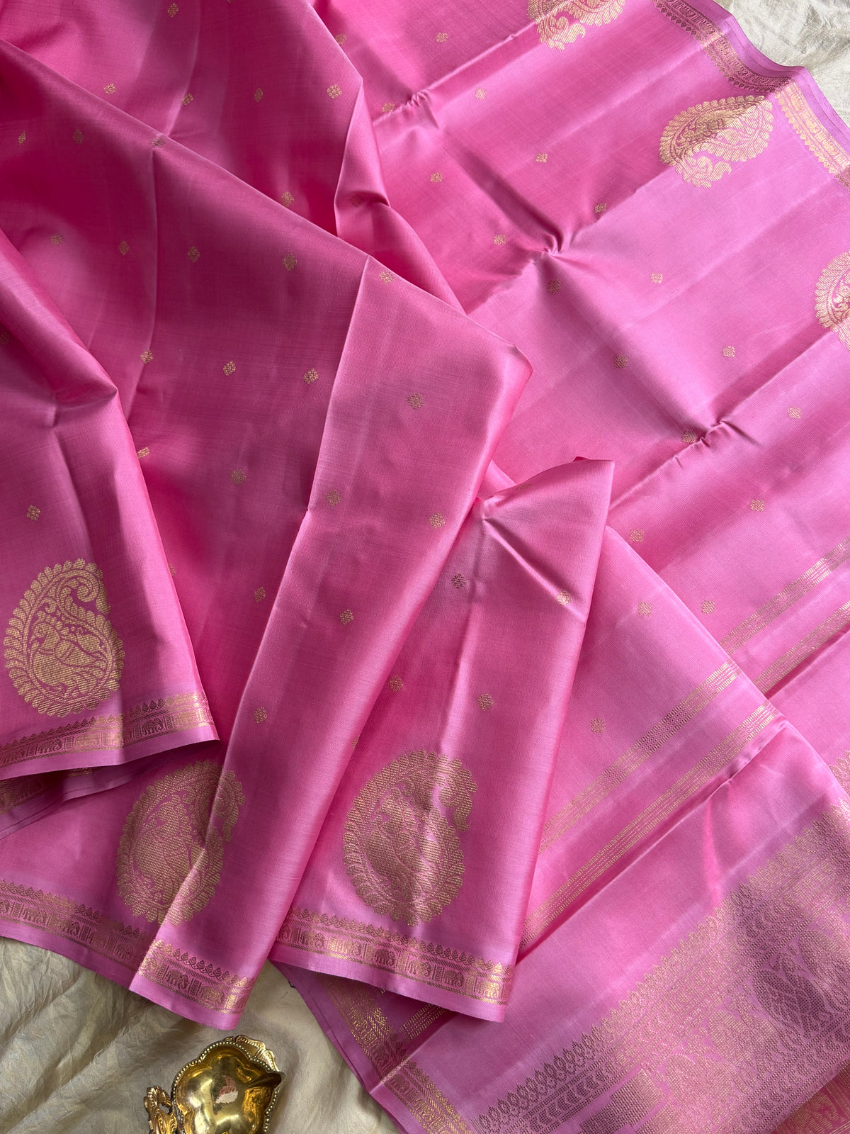 Lotus pink with adai border beetu Butta pure zari/kanjipuram silk saree clsa 11416