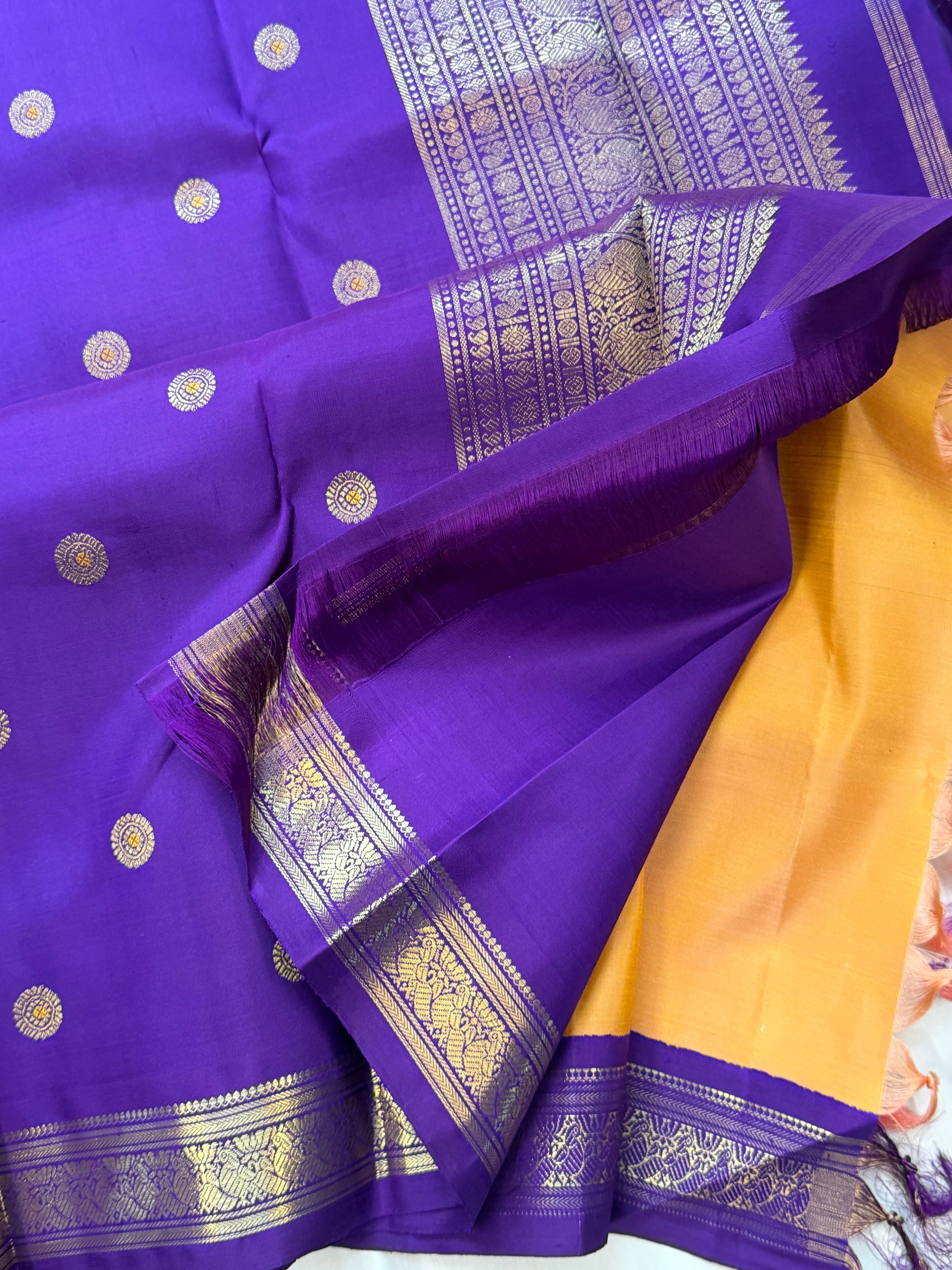 Korvai Varamahalakshmi edit : Peachish Korvai Kanjipuram silk saree