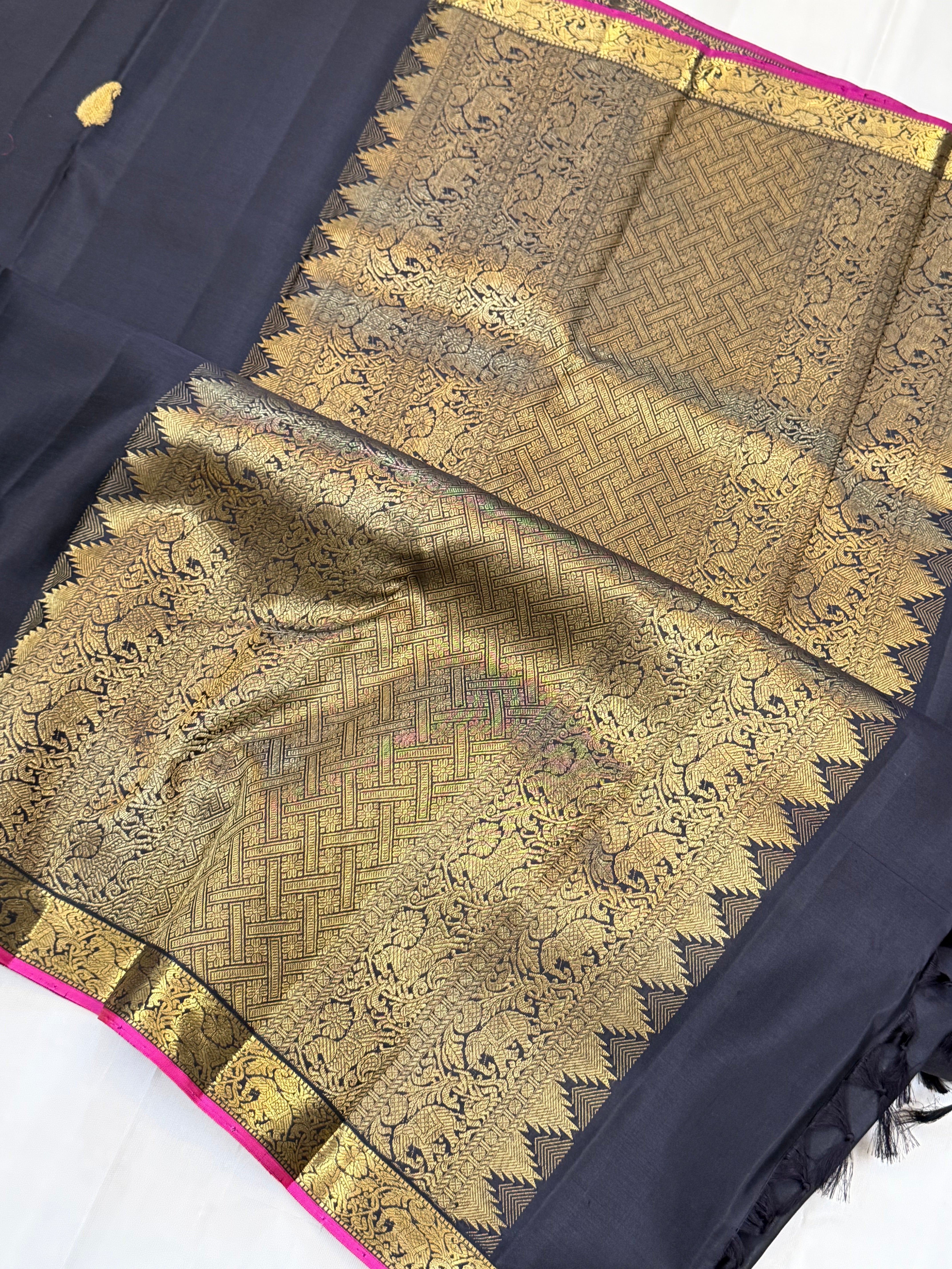Black simple 2g Kanjipuram silk CLSA11008