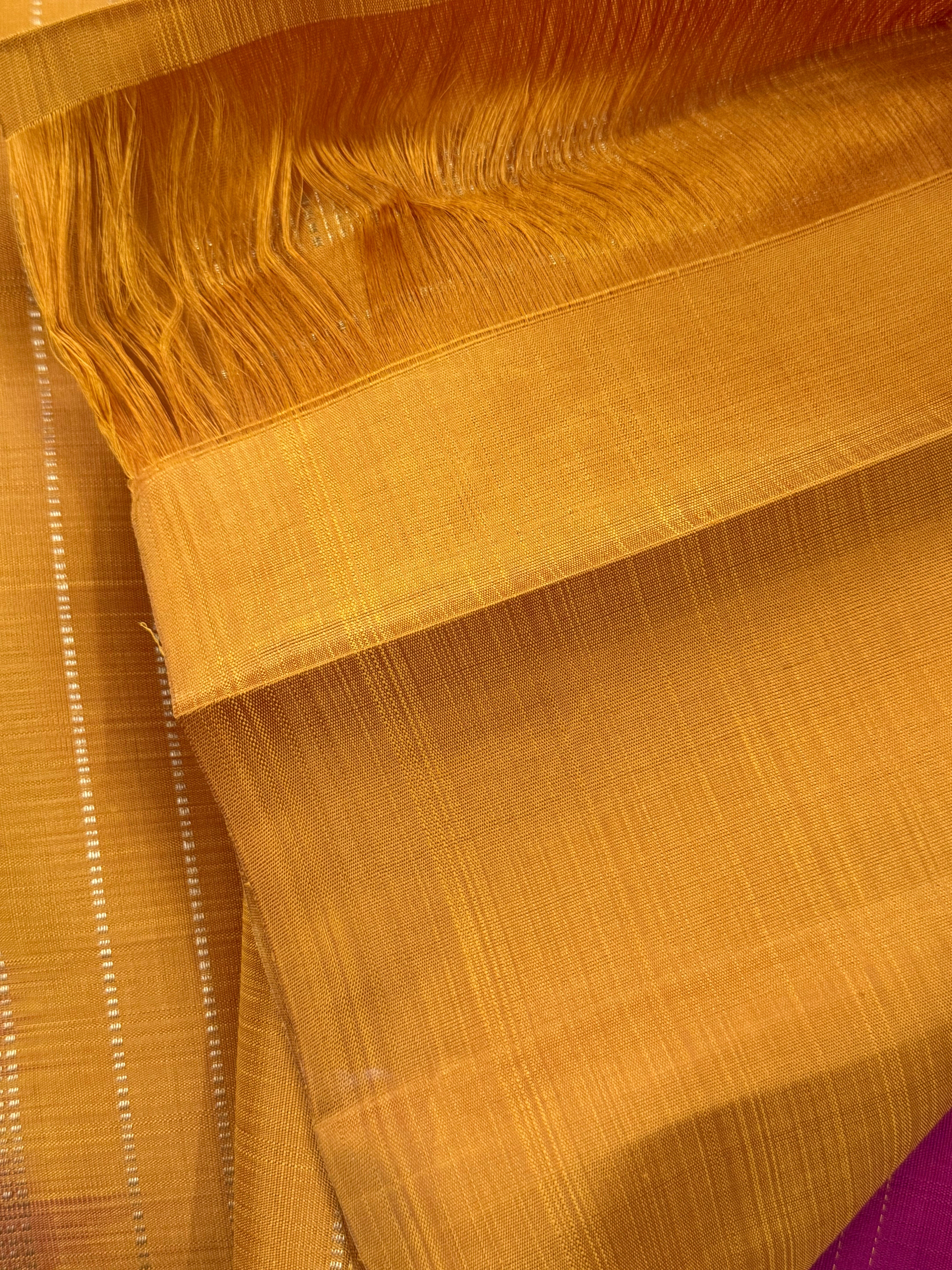 Pink thread ossi stripes borderless / Kanjipuram silk