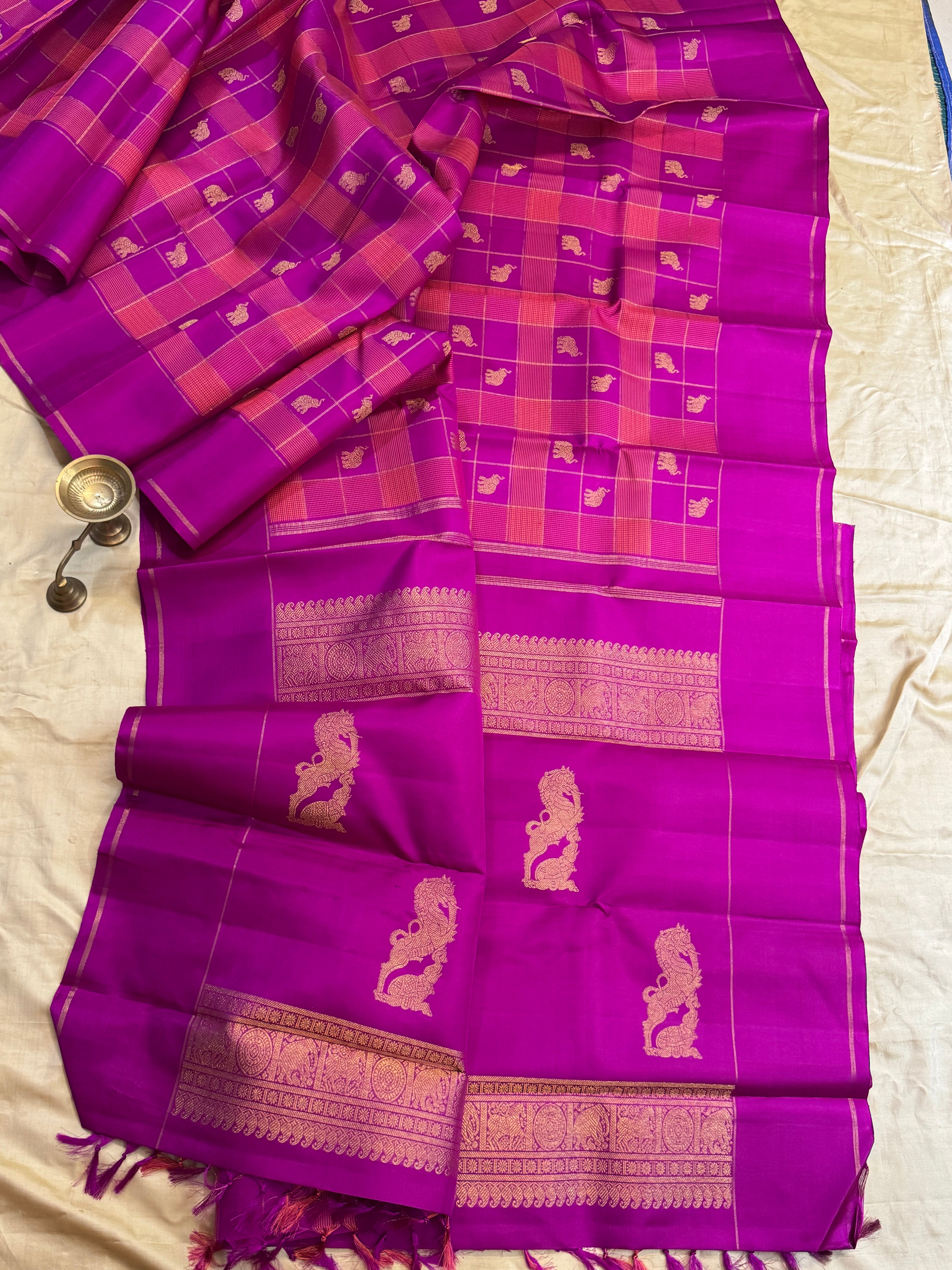 Pink Chettinad Kattam / Kanjipuram silk
