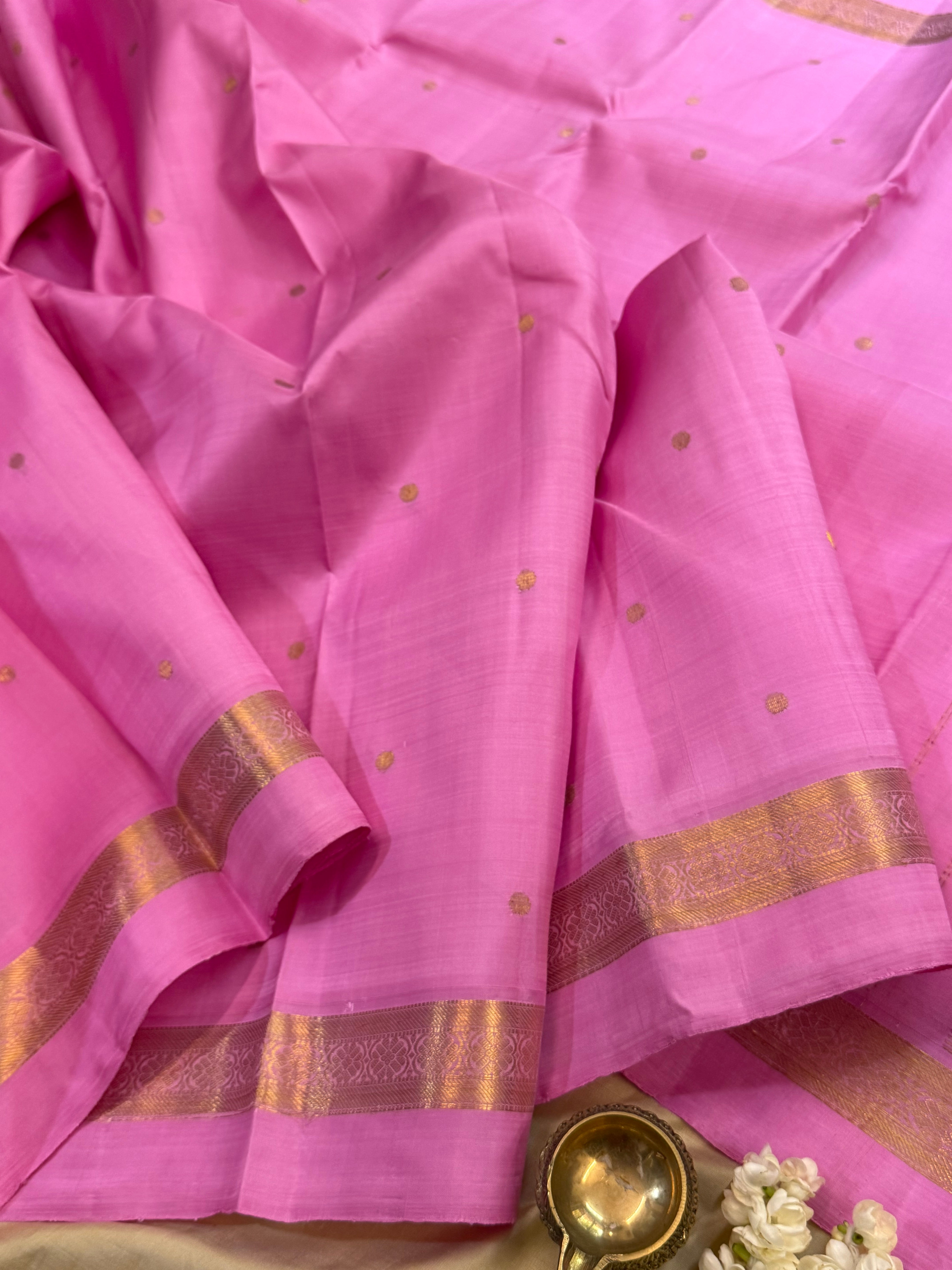 Pink kaal erangina border/ Arani Silk