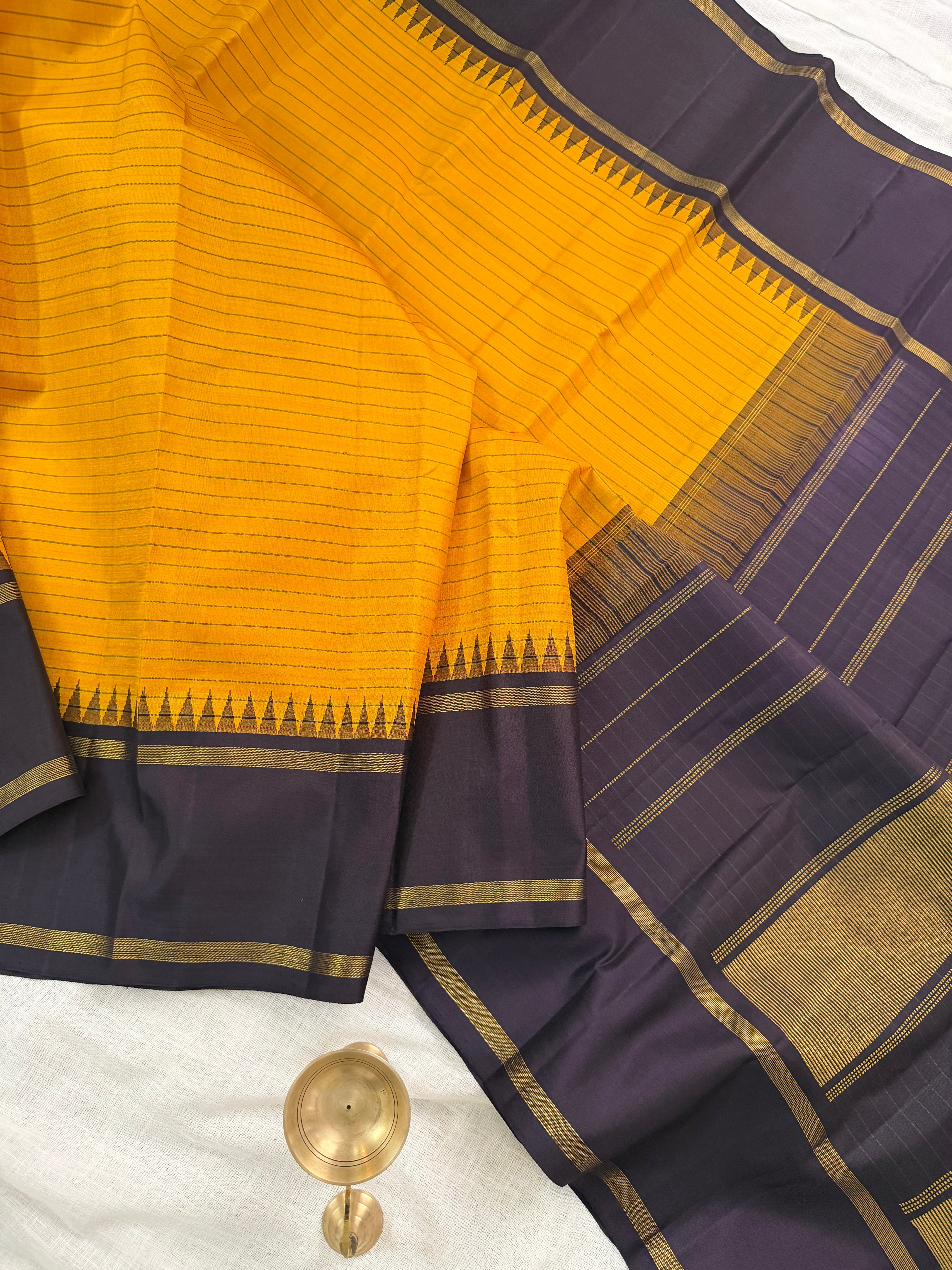 Mustard yellow korvai / Arani silk