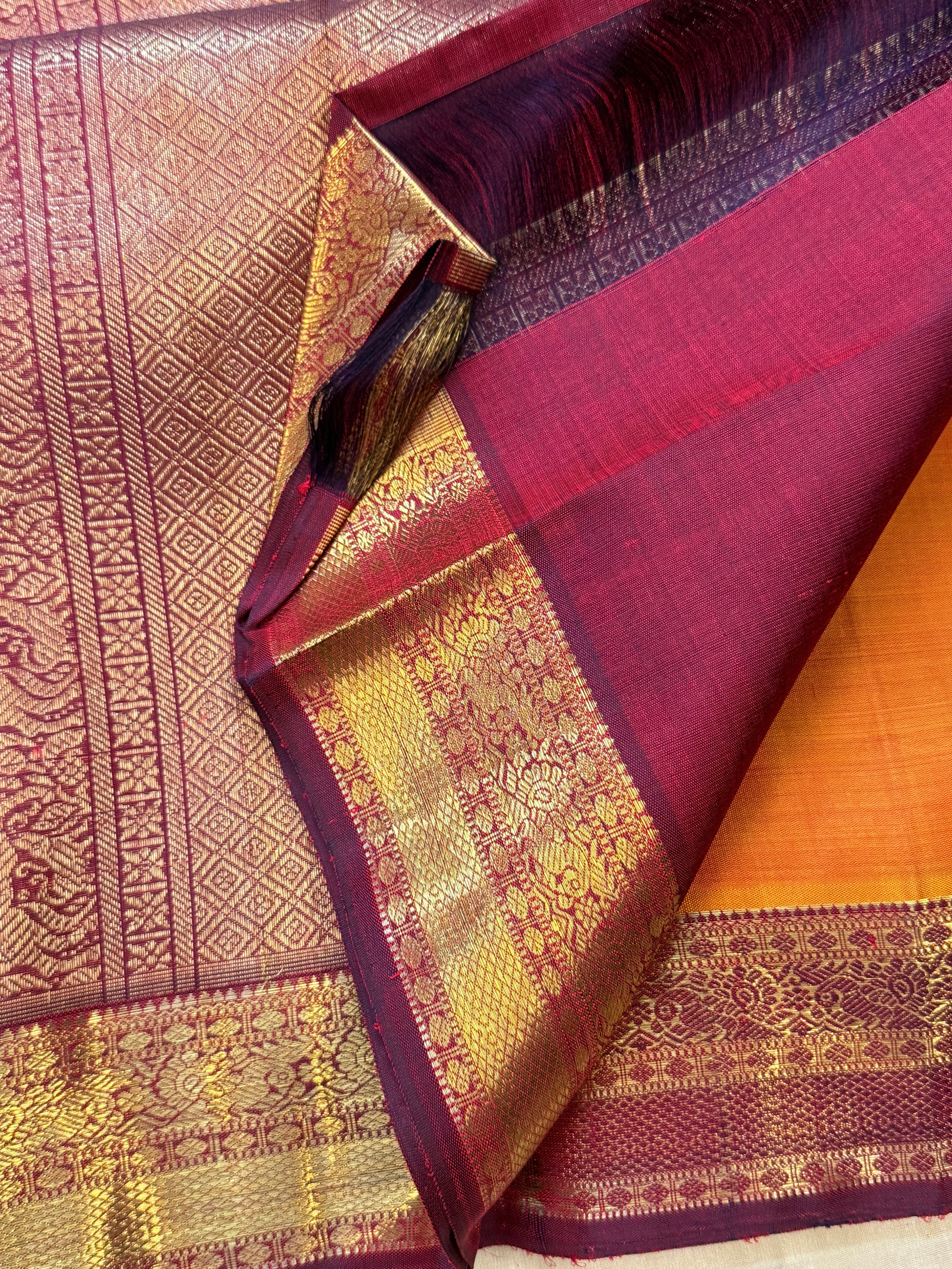 Rustic orange and araku / Kanjipuram silk