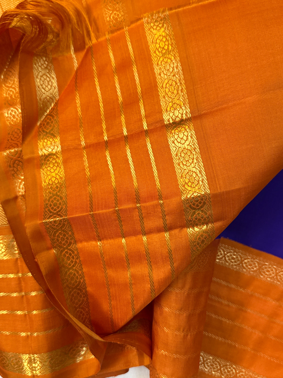 Master weaver- revival - Purple and orange varisapet border kai korvai/ Kanjipuram silk