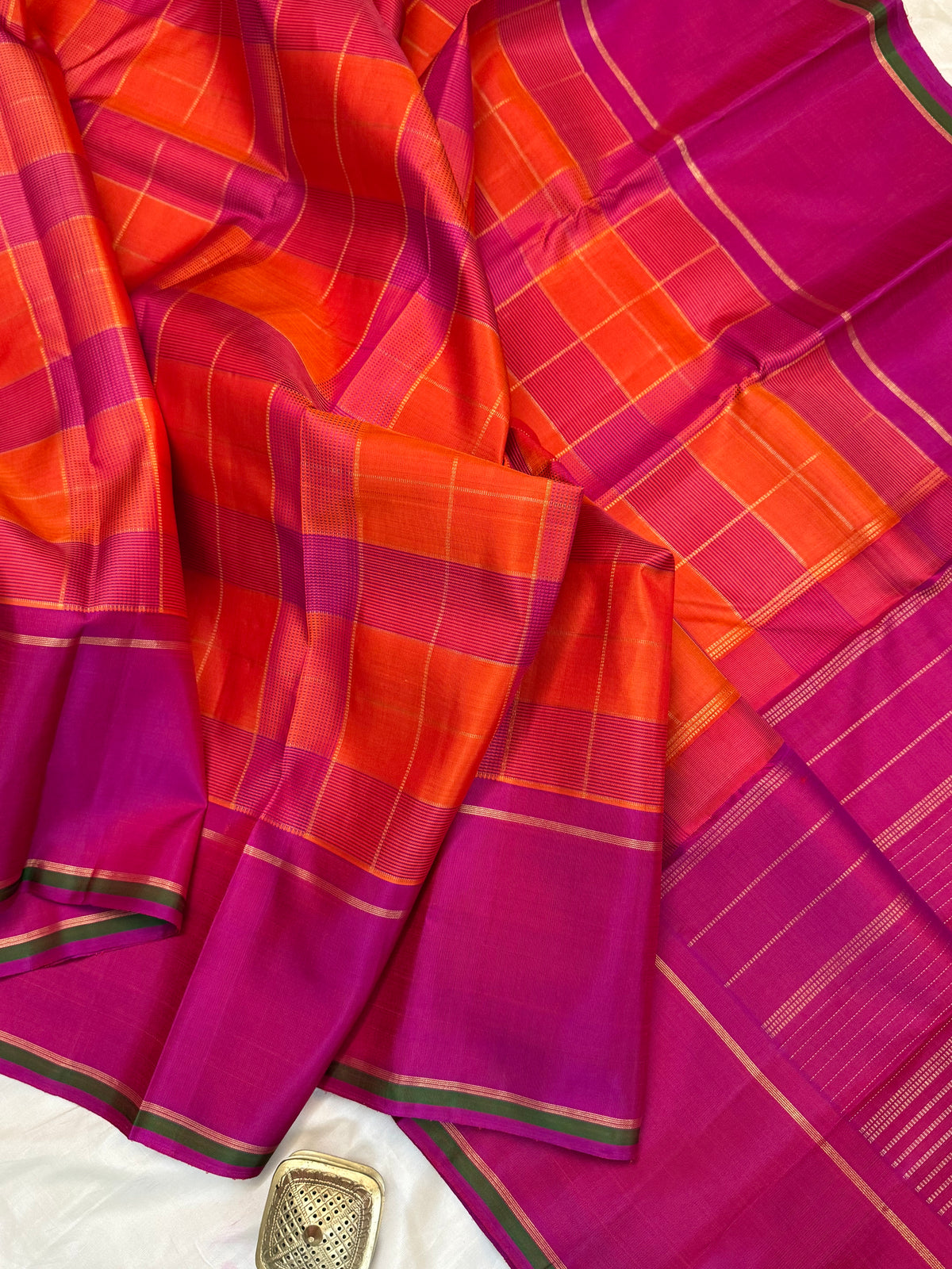 Chettinad Kattam pure Zari/Kanjipuram silk saree clsa 12755