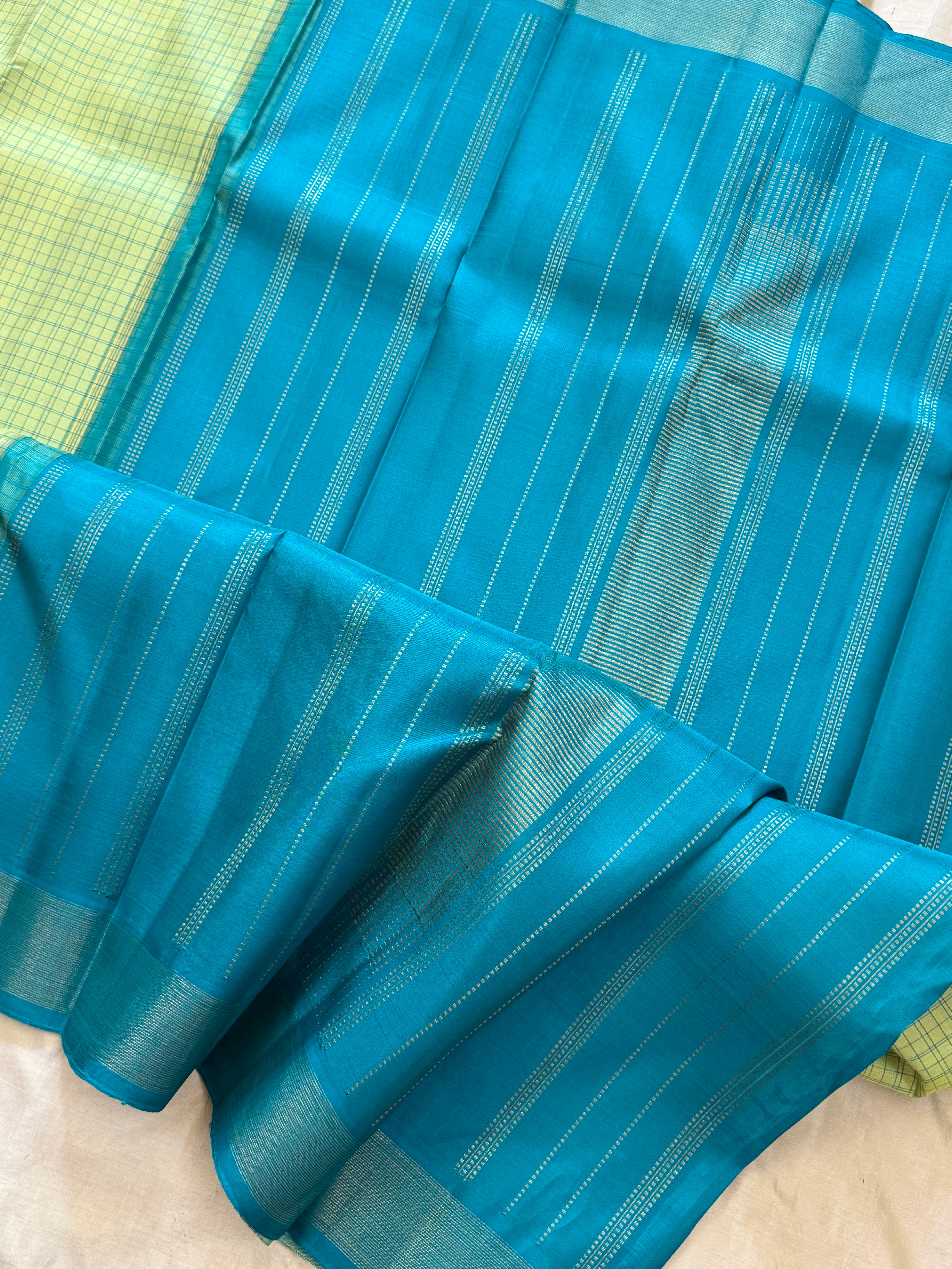 LEMON GREEN BODY KANCHIPURAM SILK SAREE CLSA 10917