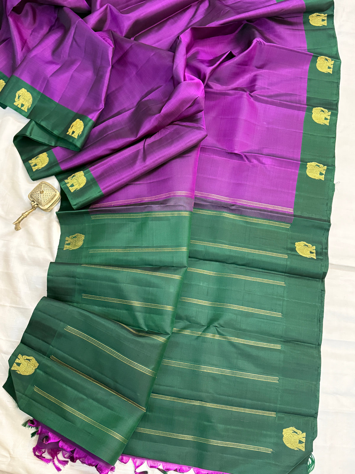 Majenta border elephant butta pure zari/ kanjipuram silk saree clsa 12306