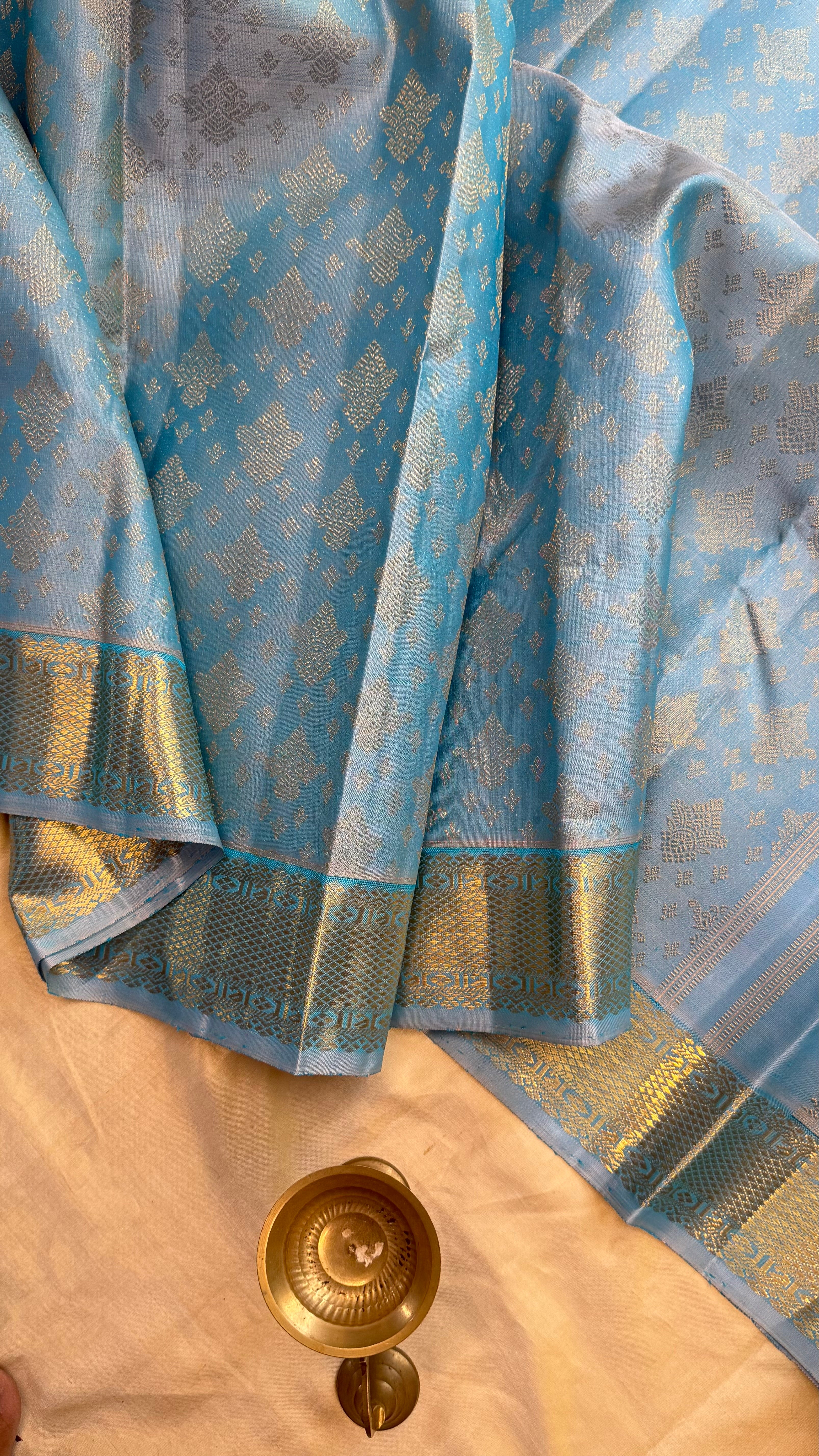 Powder blue brocade / Kanjipuram silk