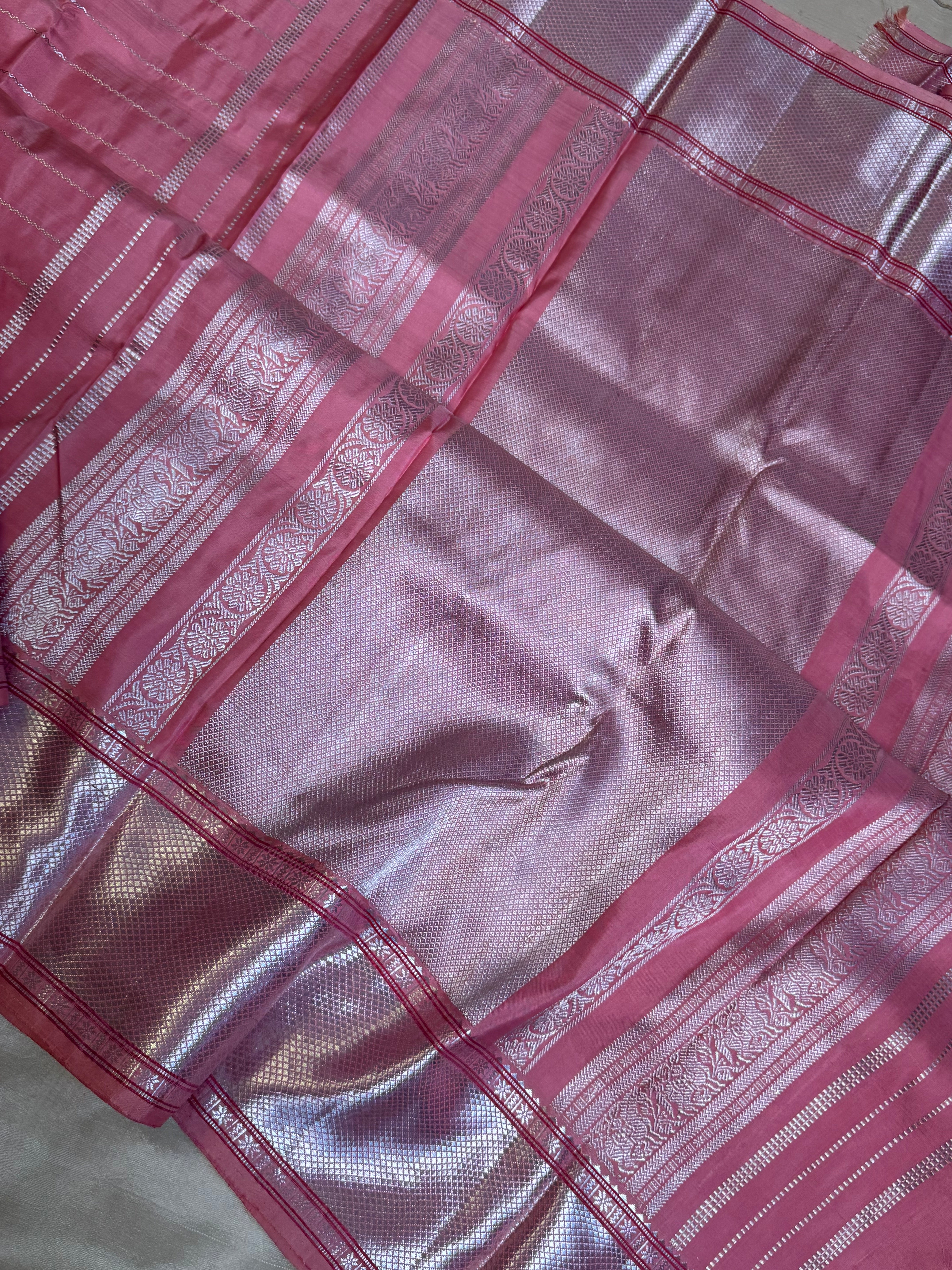 Pastel pink veldhari / Kanjipuram silk