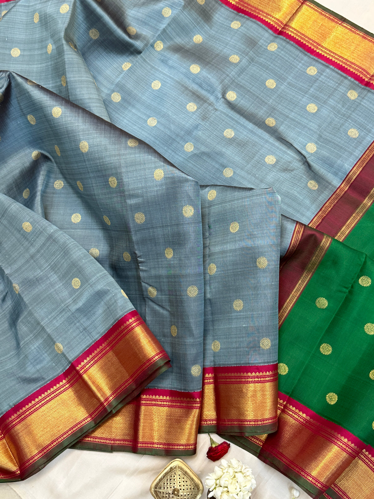 double Palla Korvai / Kanjipuram Silk Saree CLSA9474