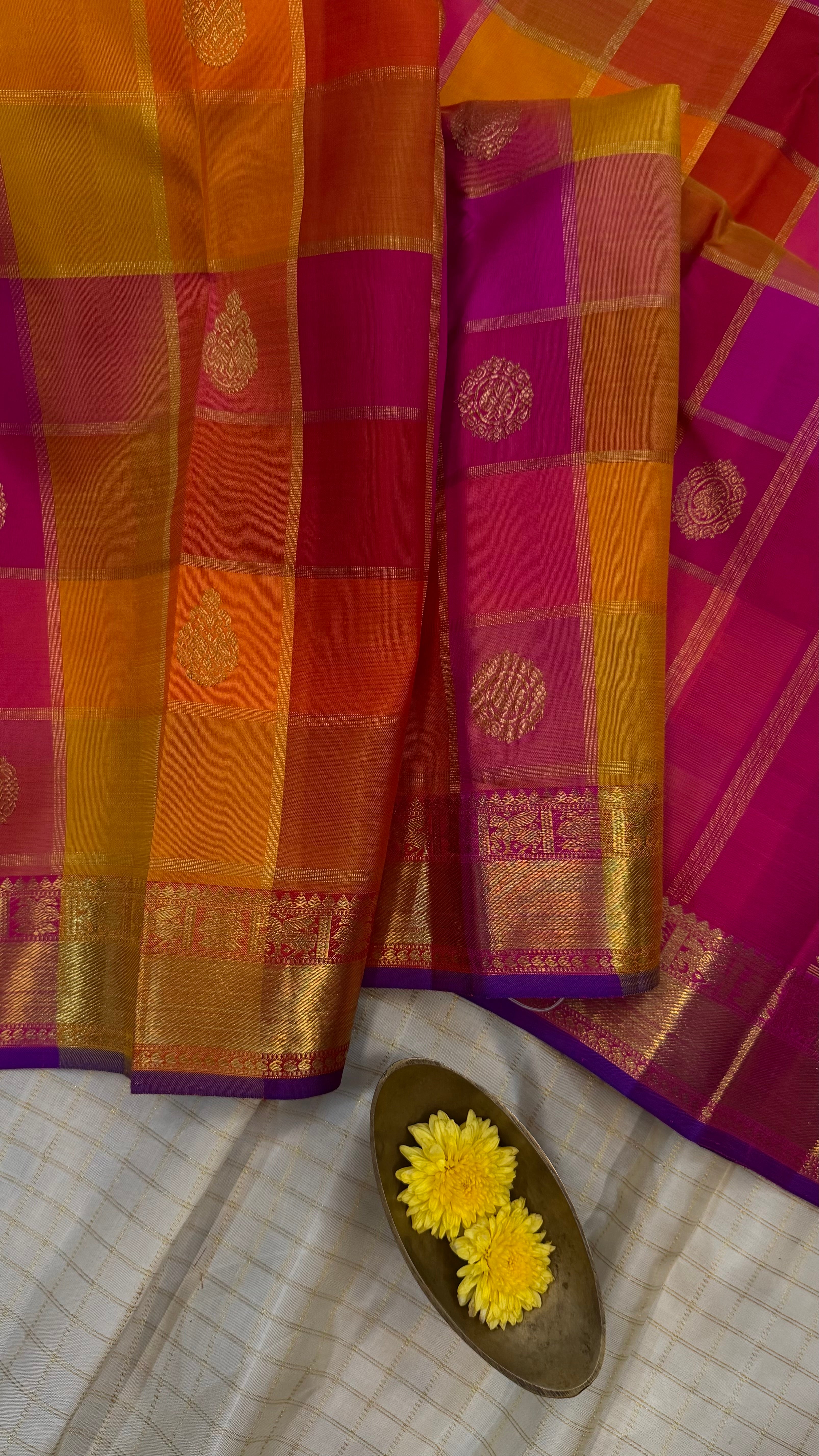 Paalum Pazhamum Kattam with Zari border Kanjipuram silk