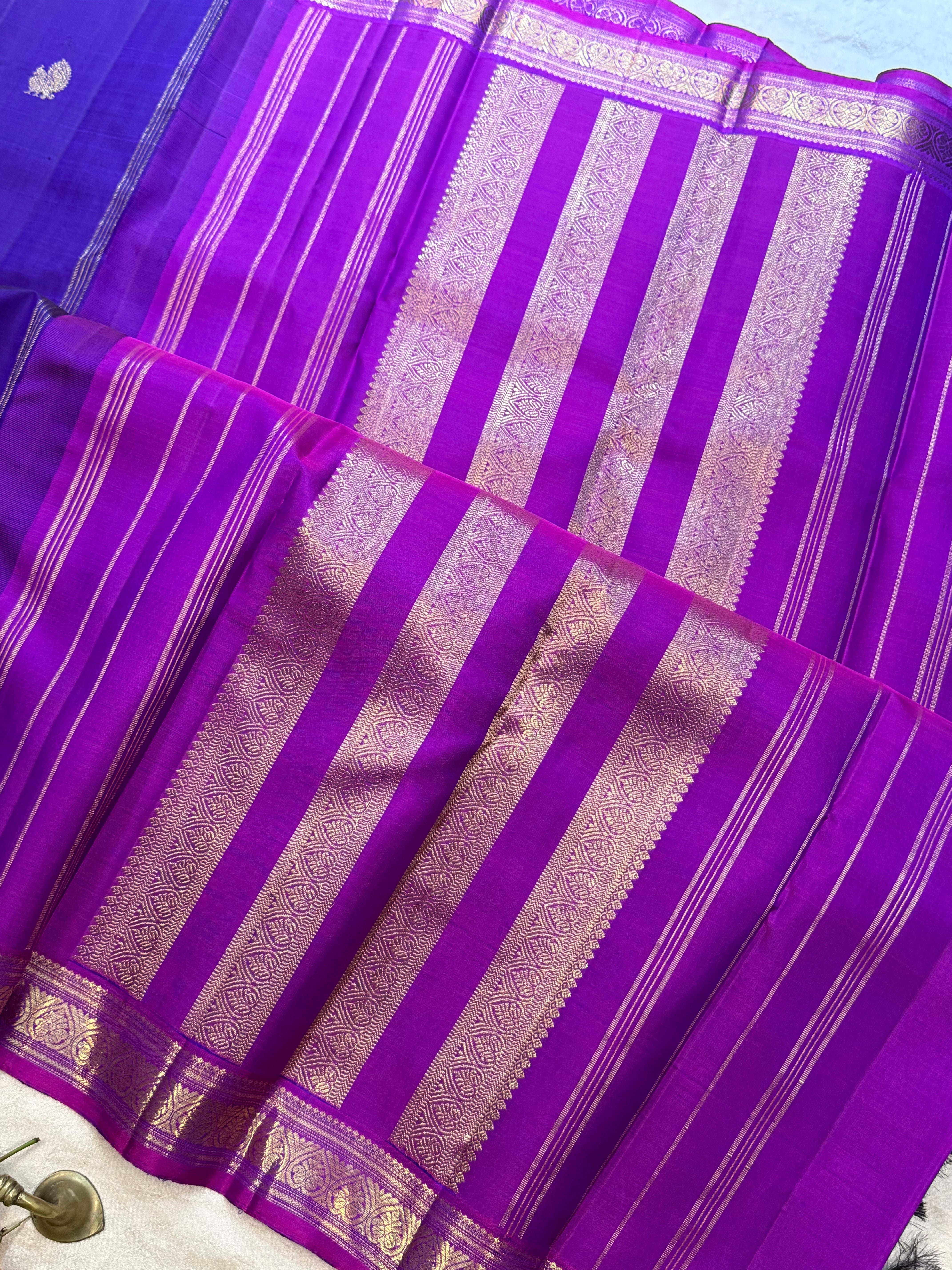 Purplish blue and purple / Kanjipuram silk