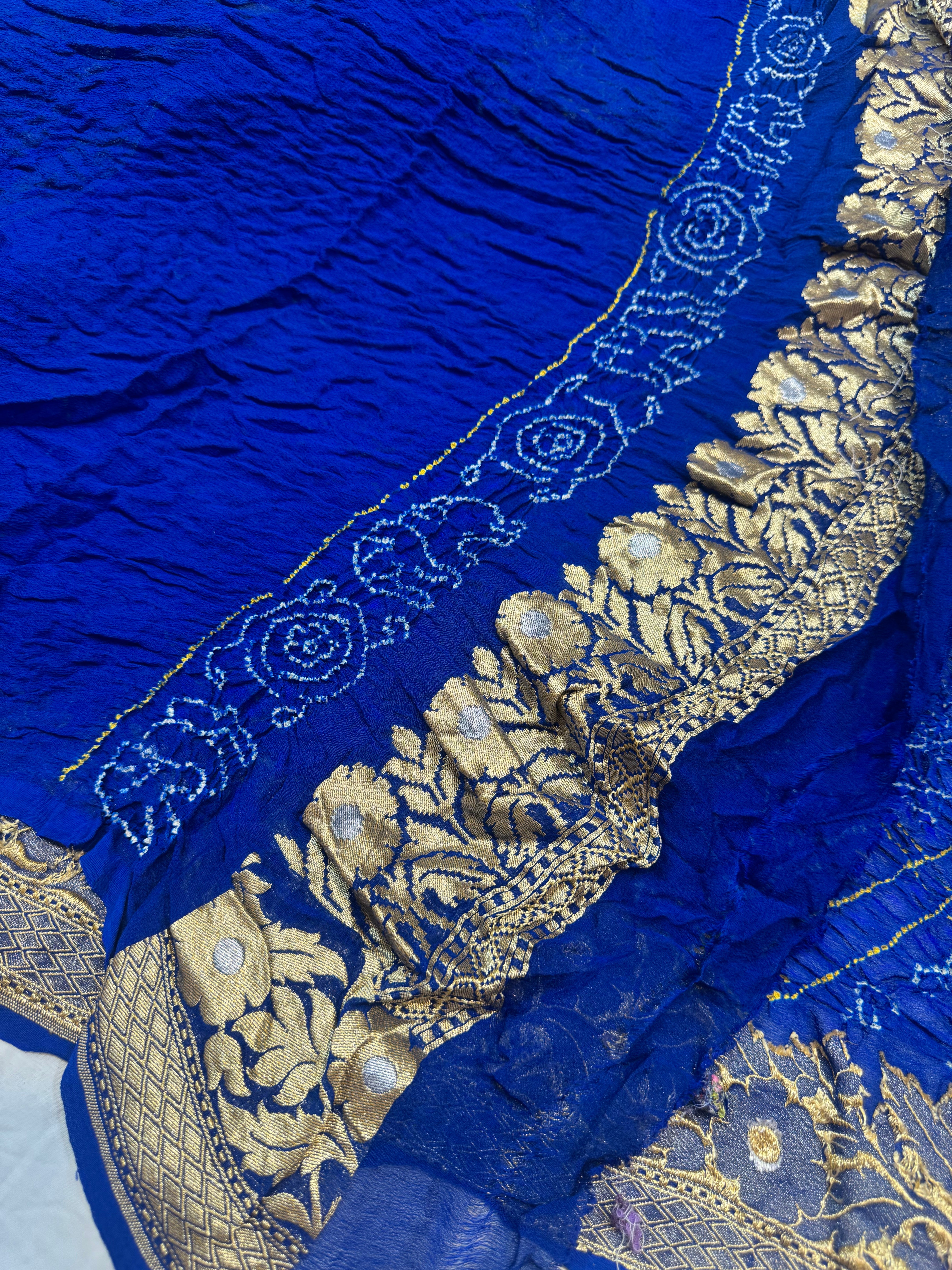 Blue Benarsi georgette Bandhini sarees