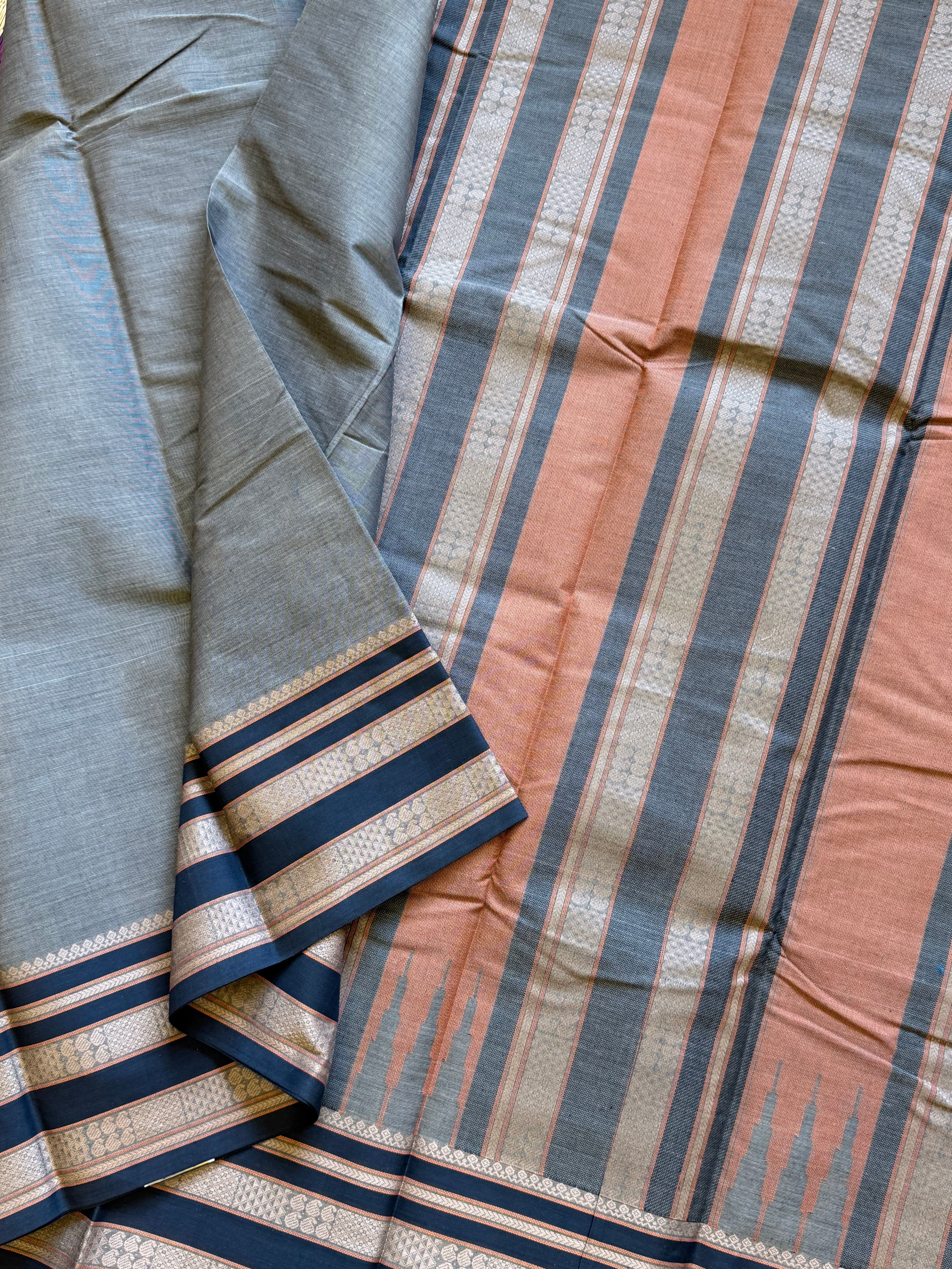 Grey black varisapet / Kanchi cotton