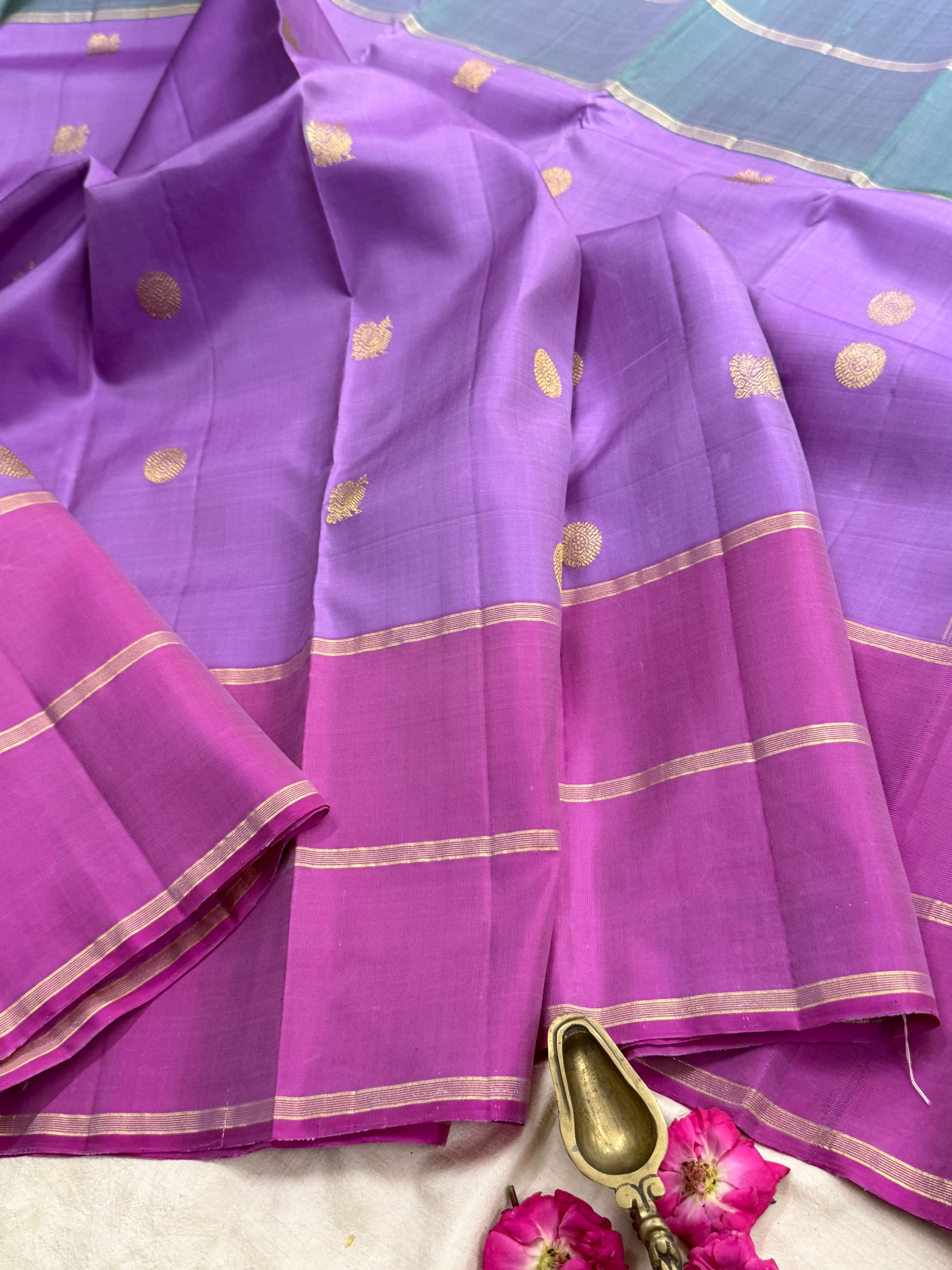 Lavender ganga jamuna border/ Arani silk
