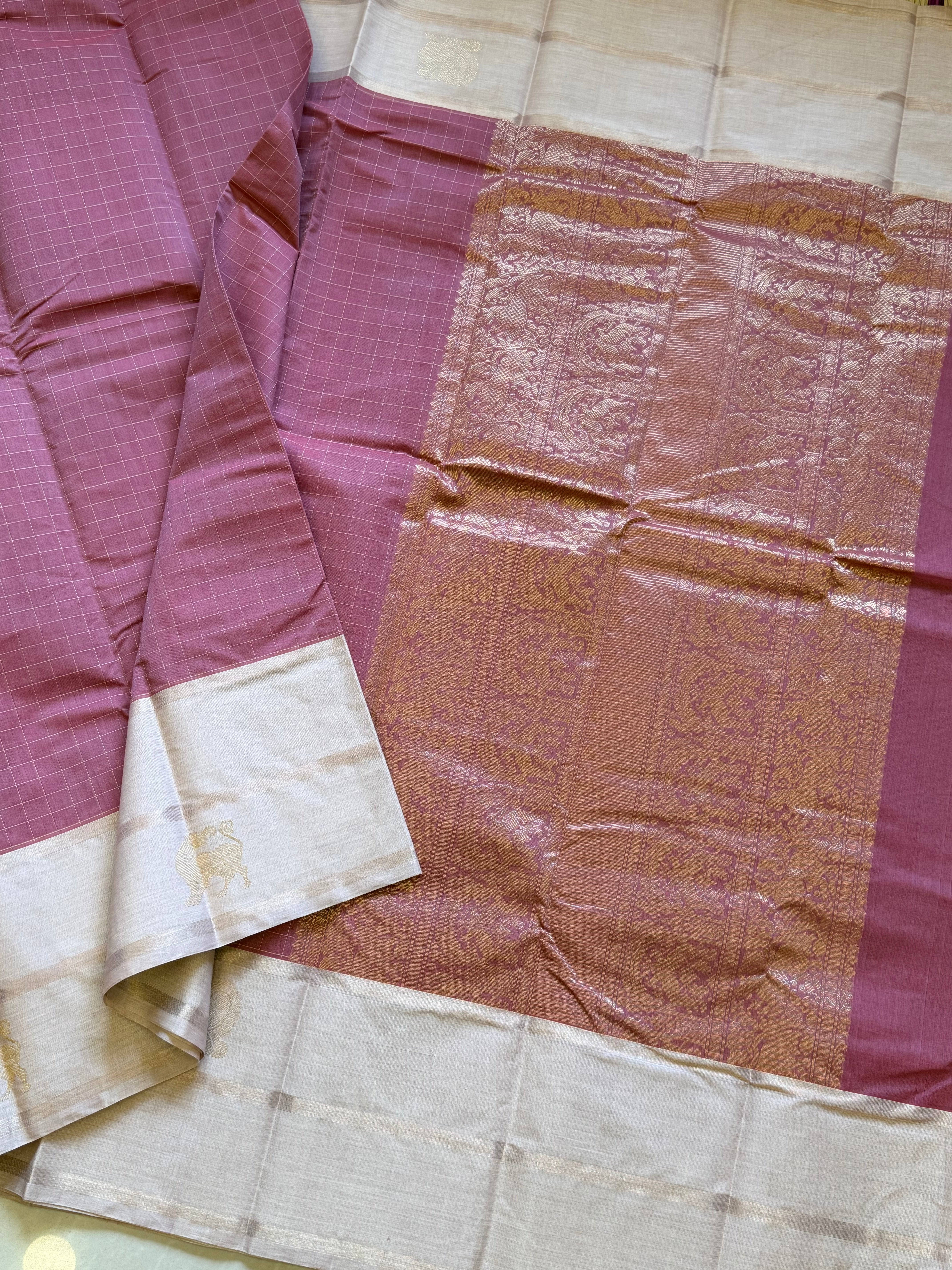 Mauve pink pet Annam Butta / Kanchi cotton