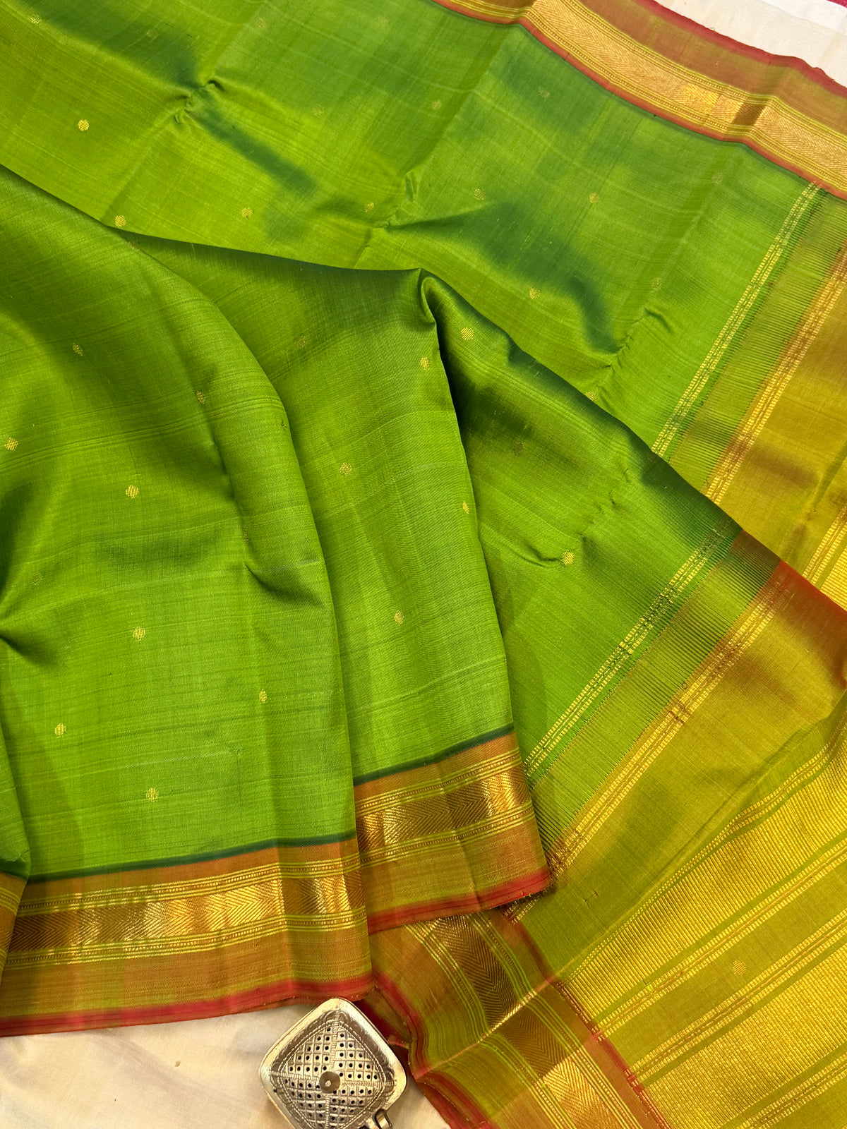 Mehandi green Aarani pure silk saree/ clsa 12057