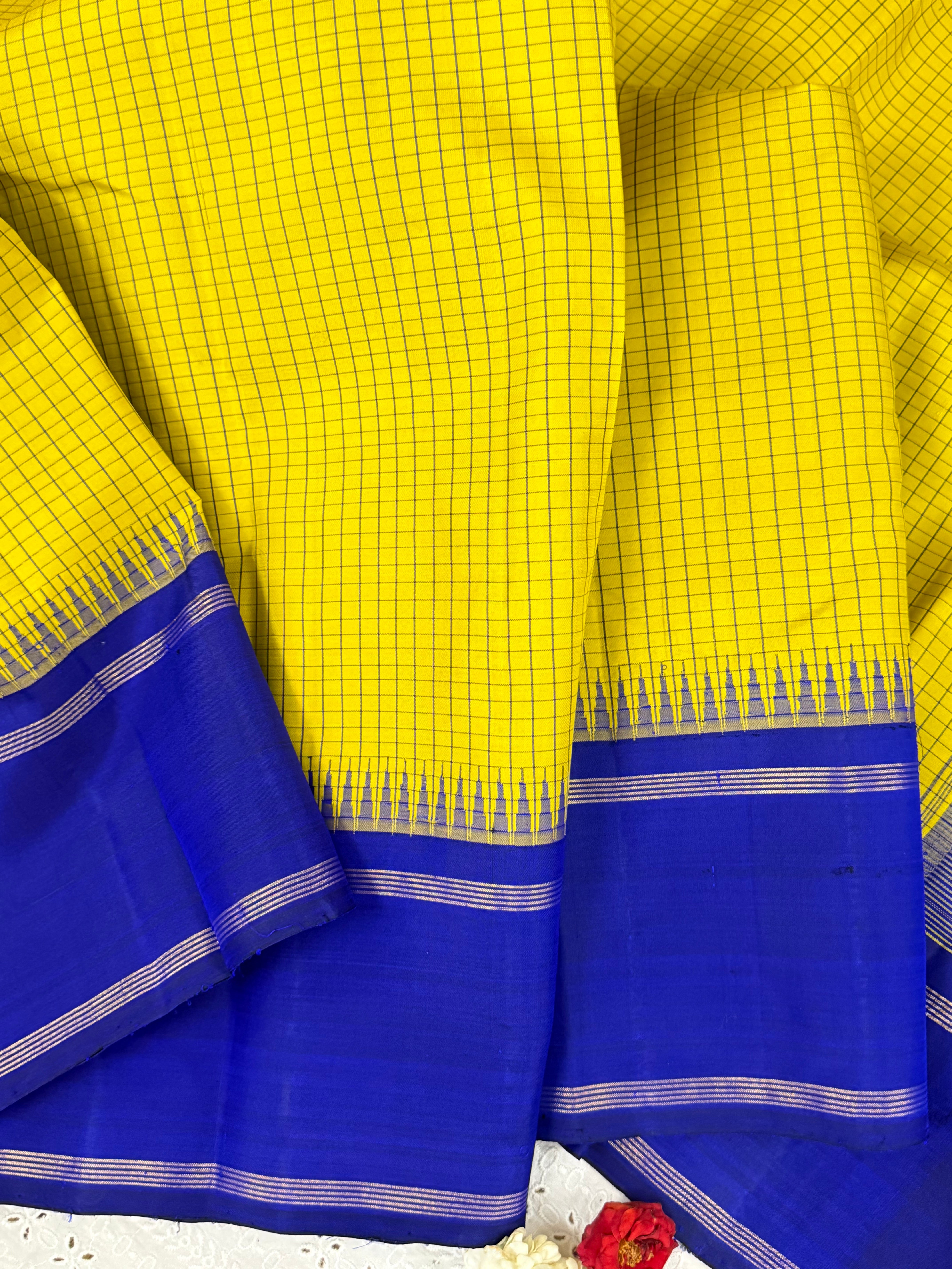 Sampanga and blue korvai/ Arani silk