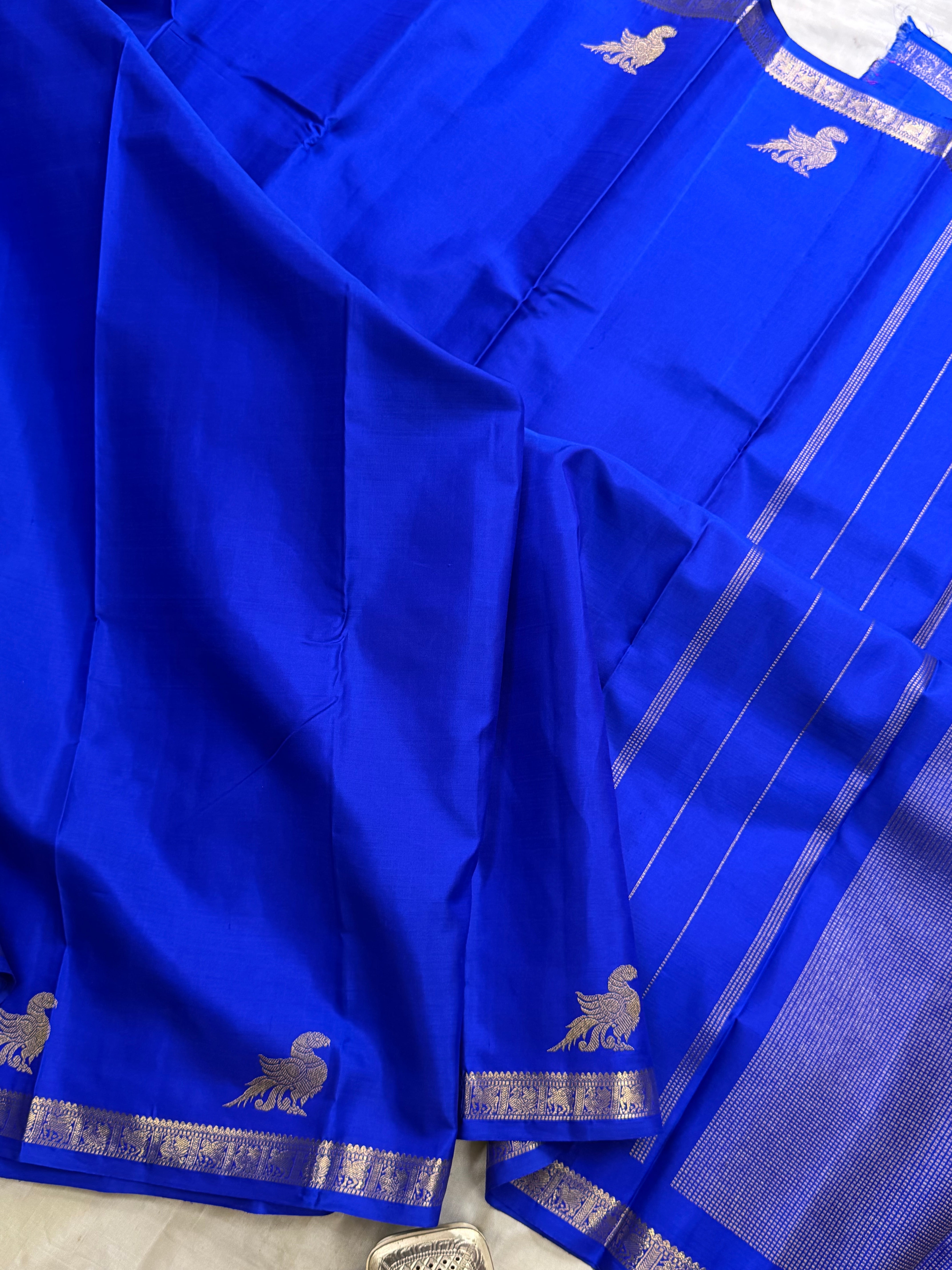 Ms blue Kili border / Budget friendly Kanjipuram silk sarees