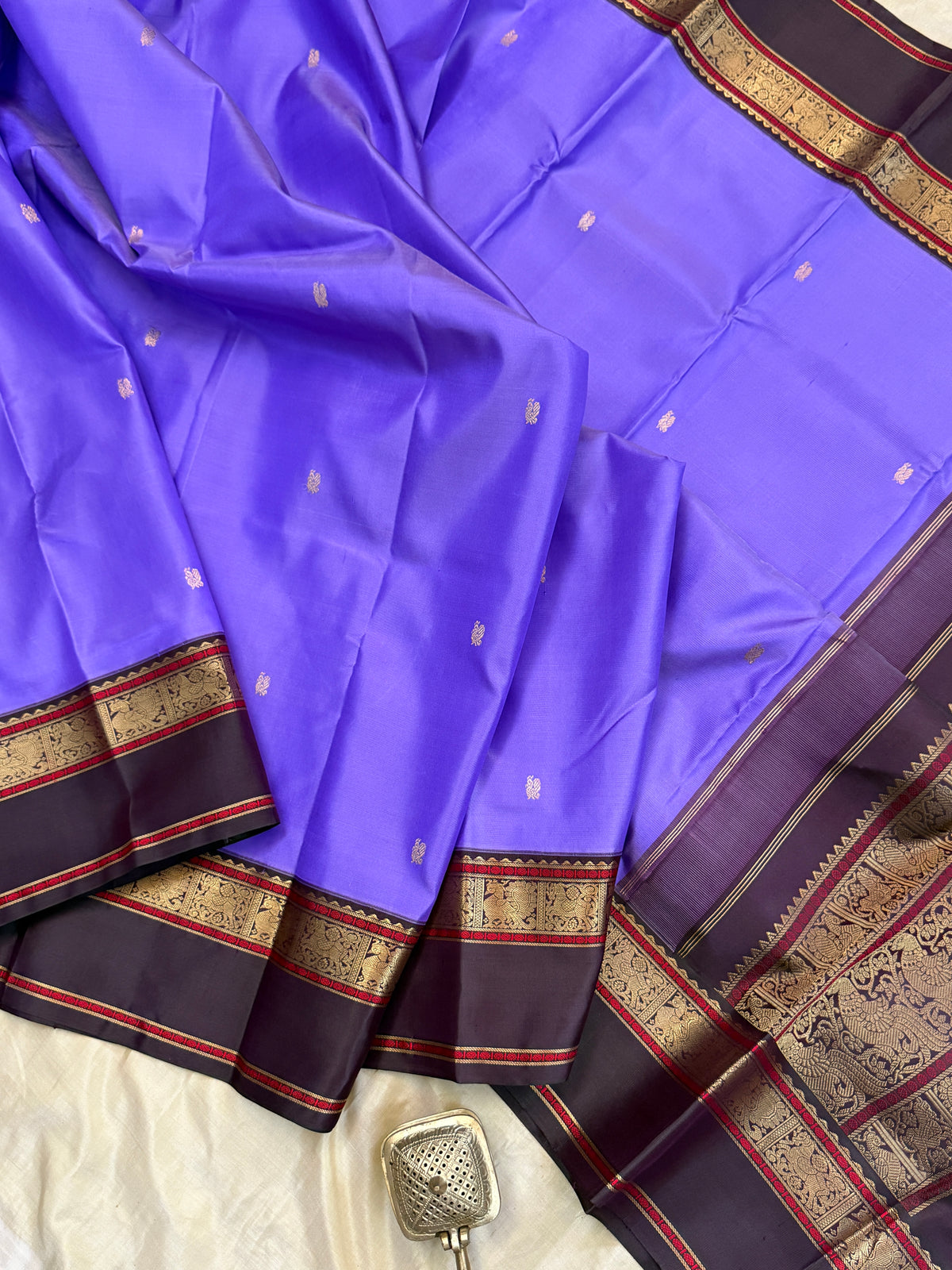 Special edition-lavender Rettapet border with body Zari butta Korvai silk saree/clsa 12577