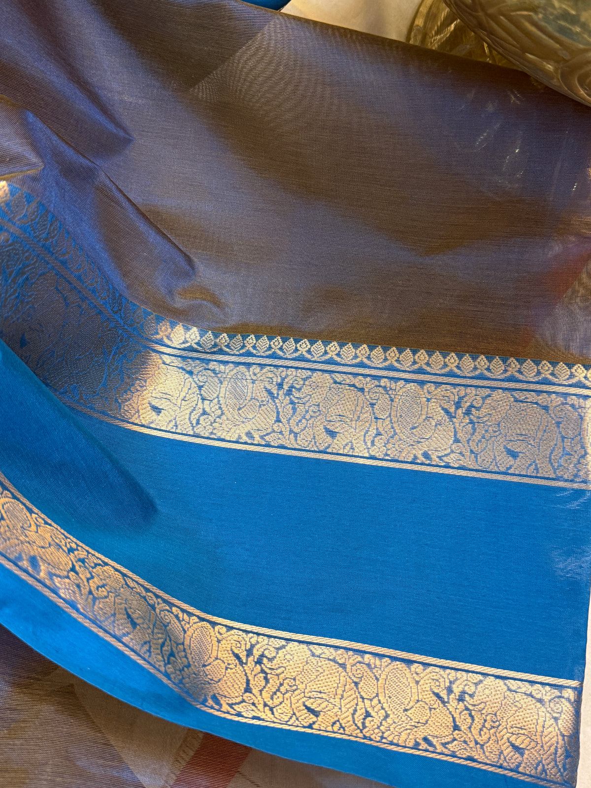 Silk cotton unusual colour and zari butta/ clsa 12377
