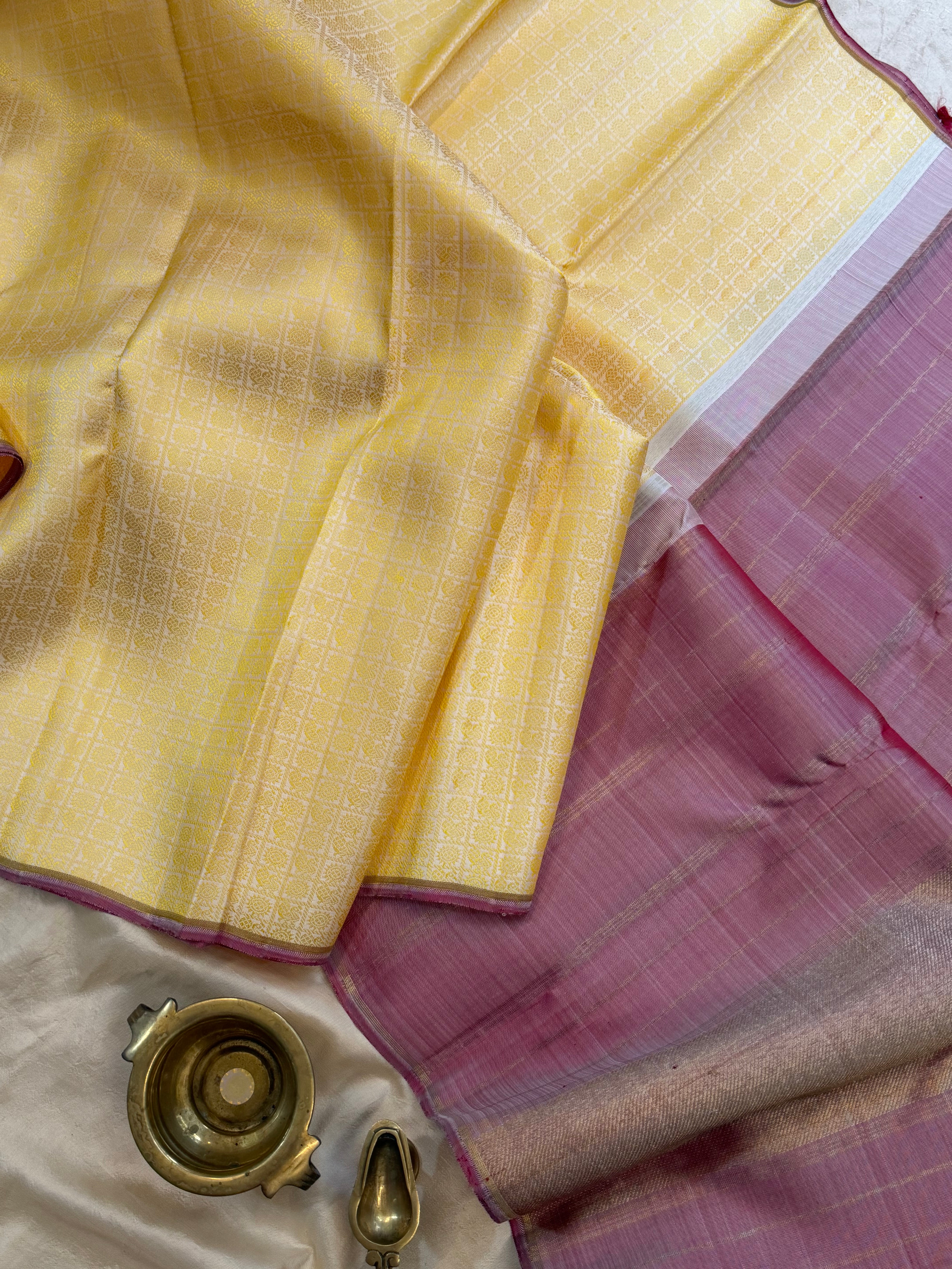 Off white border less/ kanjipuram silk