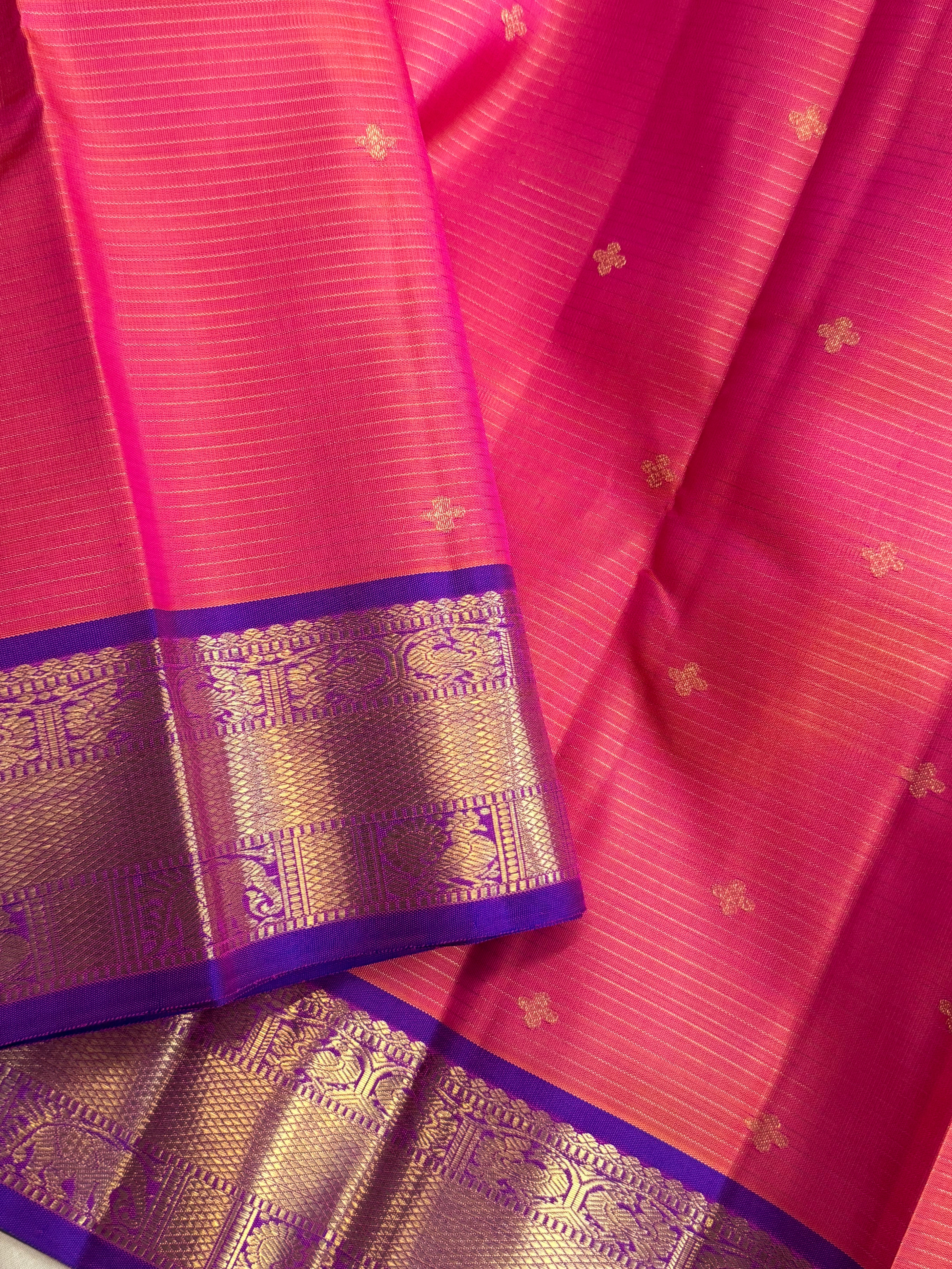Kanakabaram and purple thanthi Kambi / Kanjipuram silk
