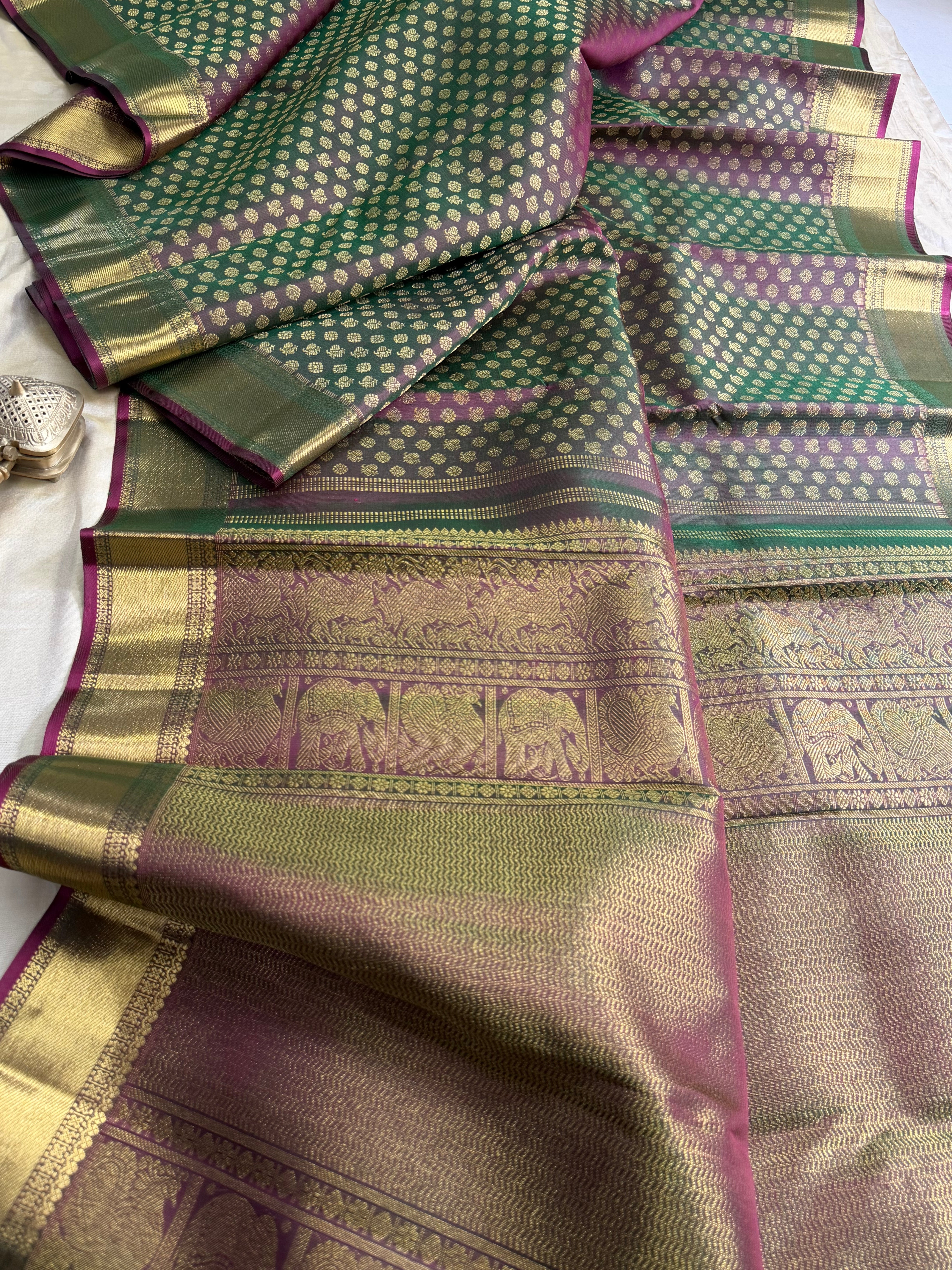 1 lakh Butta manthulir bridal pure Zari Kanjipuram silk