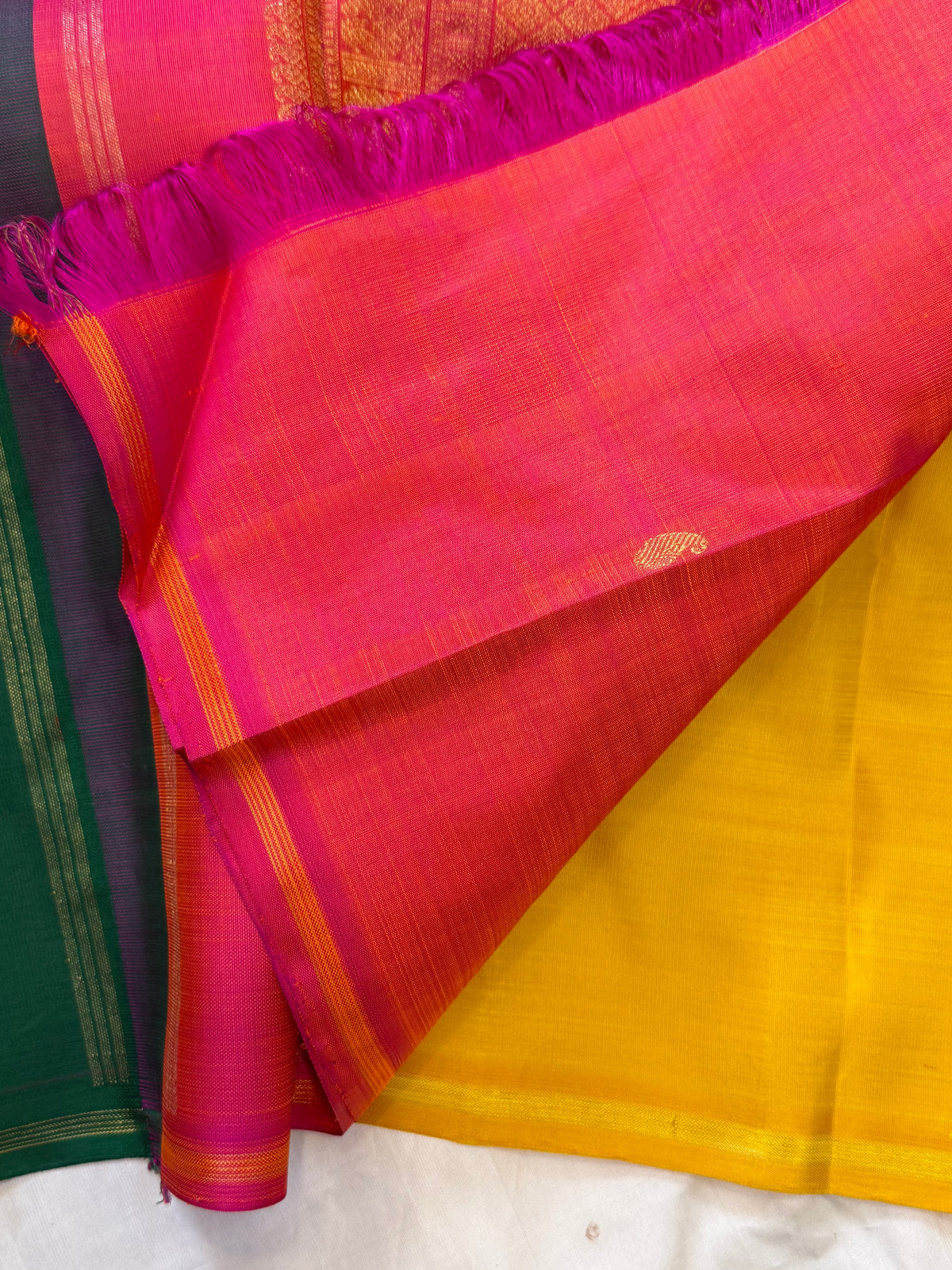 Yellow double pallu borderless / Kanjipuram silk CLSA12812
