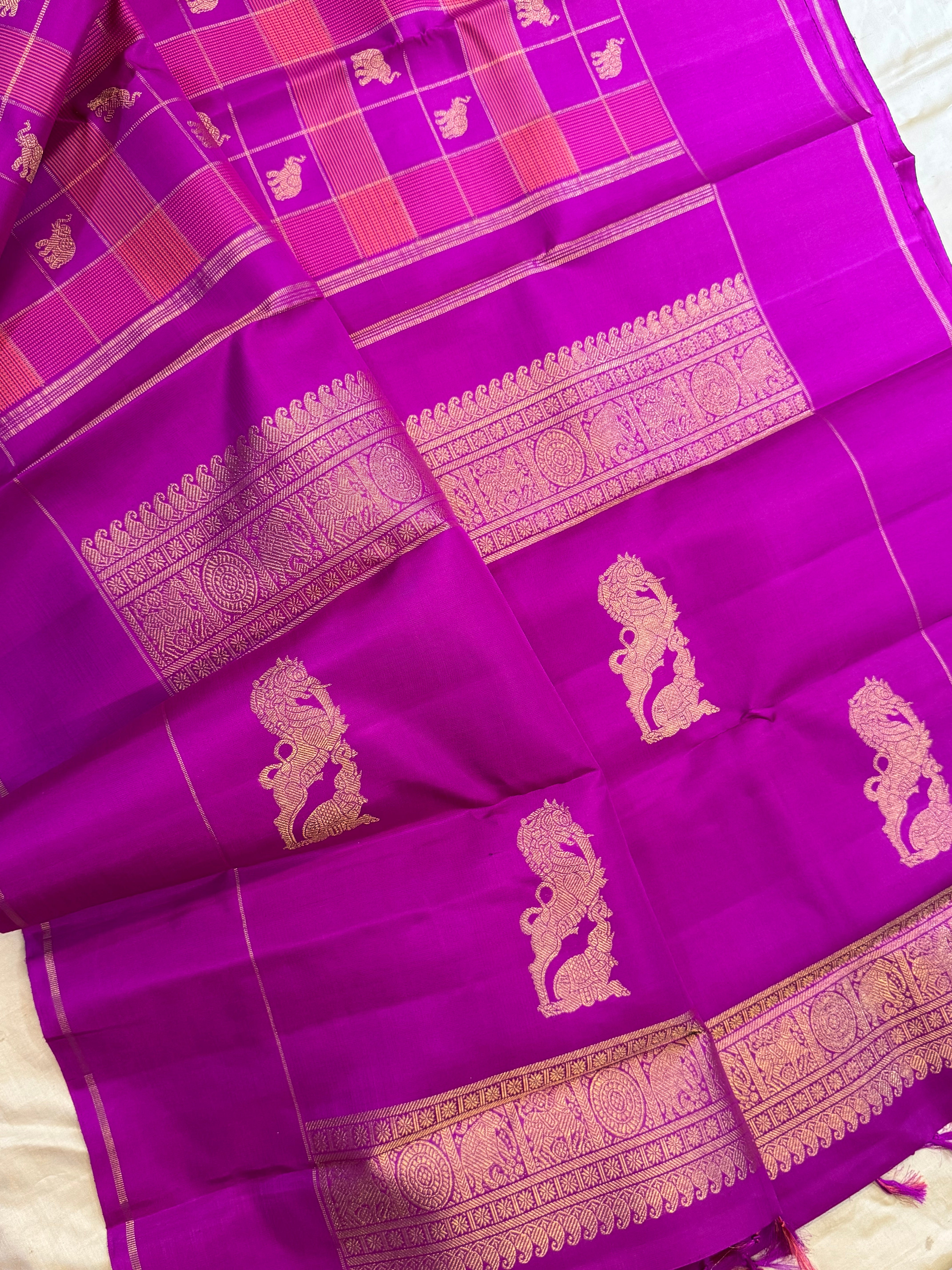 Pink Chettinad Kattam / Kanjipuram silk