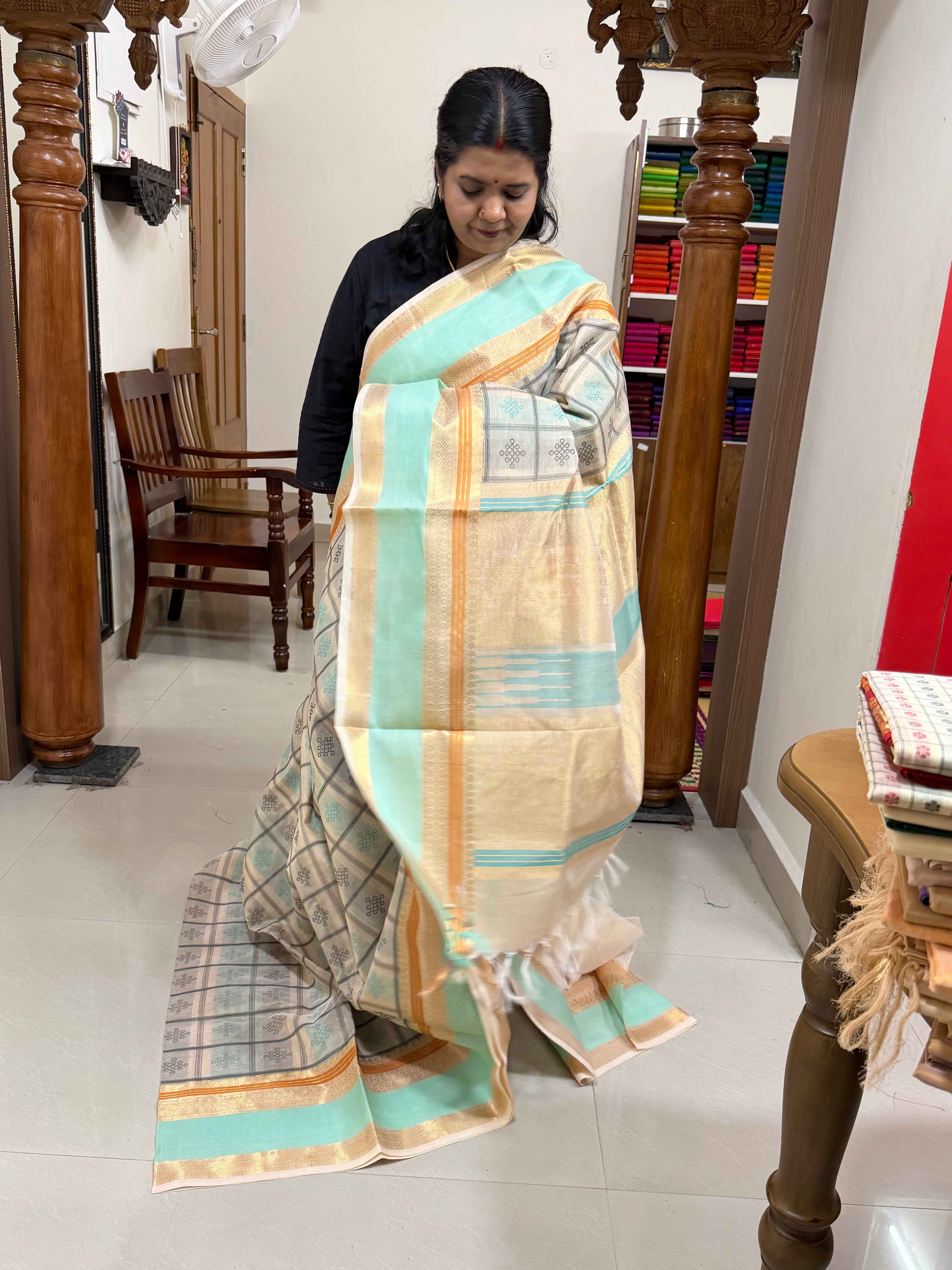 Kolam Butta / Onam series silk cotton