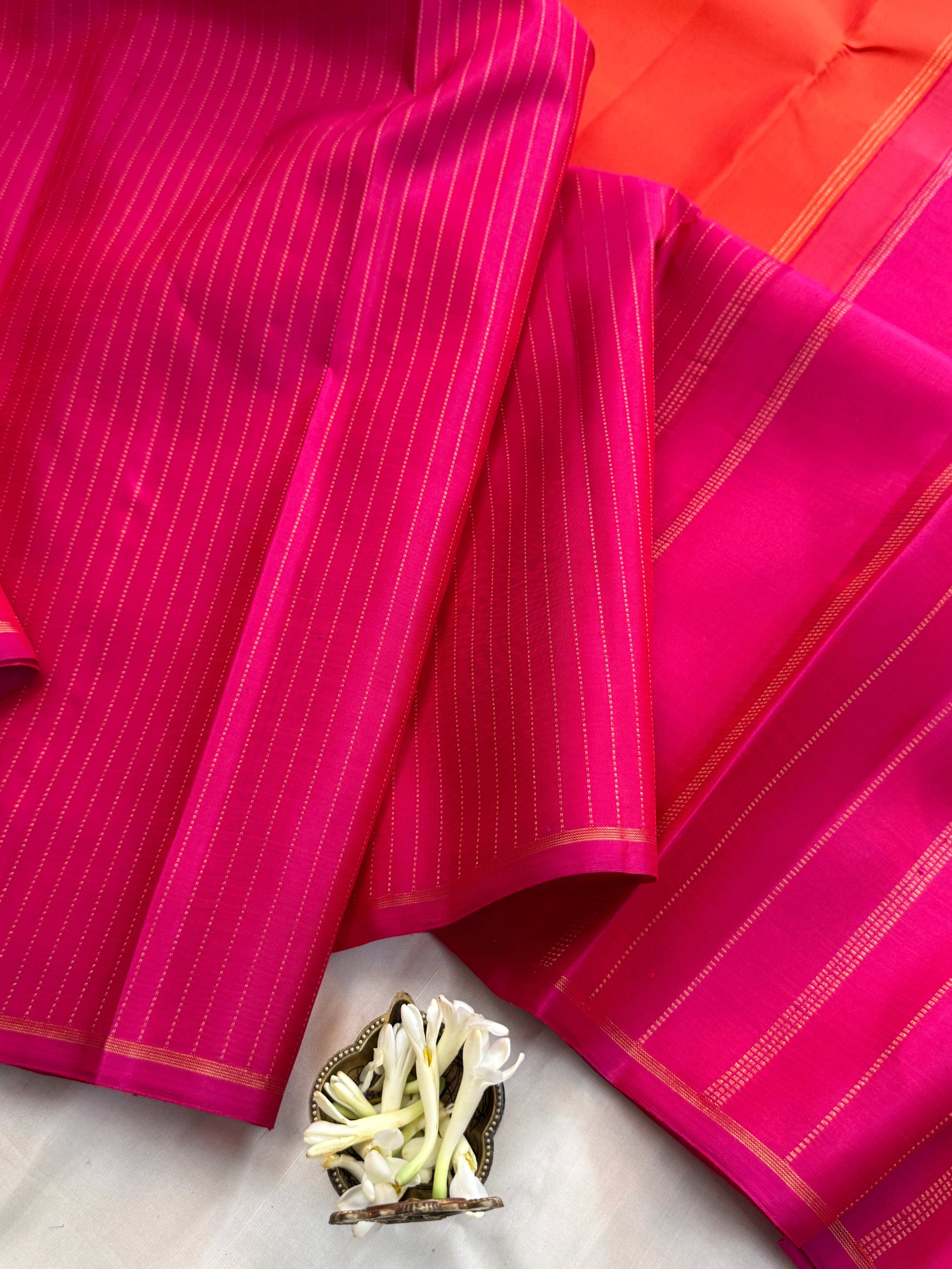 Orange and pink half an half pattern / Kanjipuram silk CLSA11584