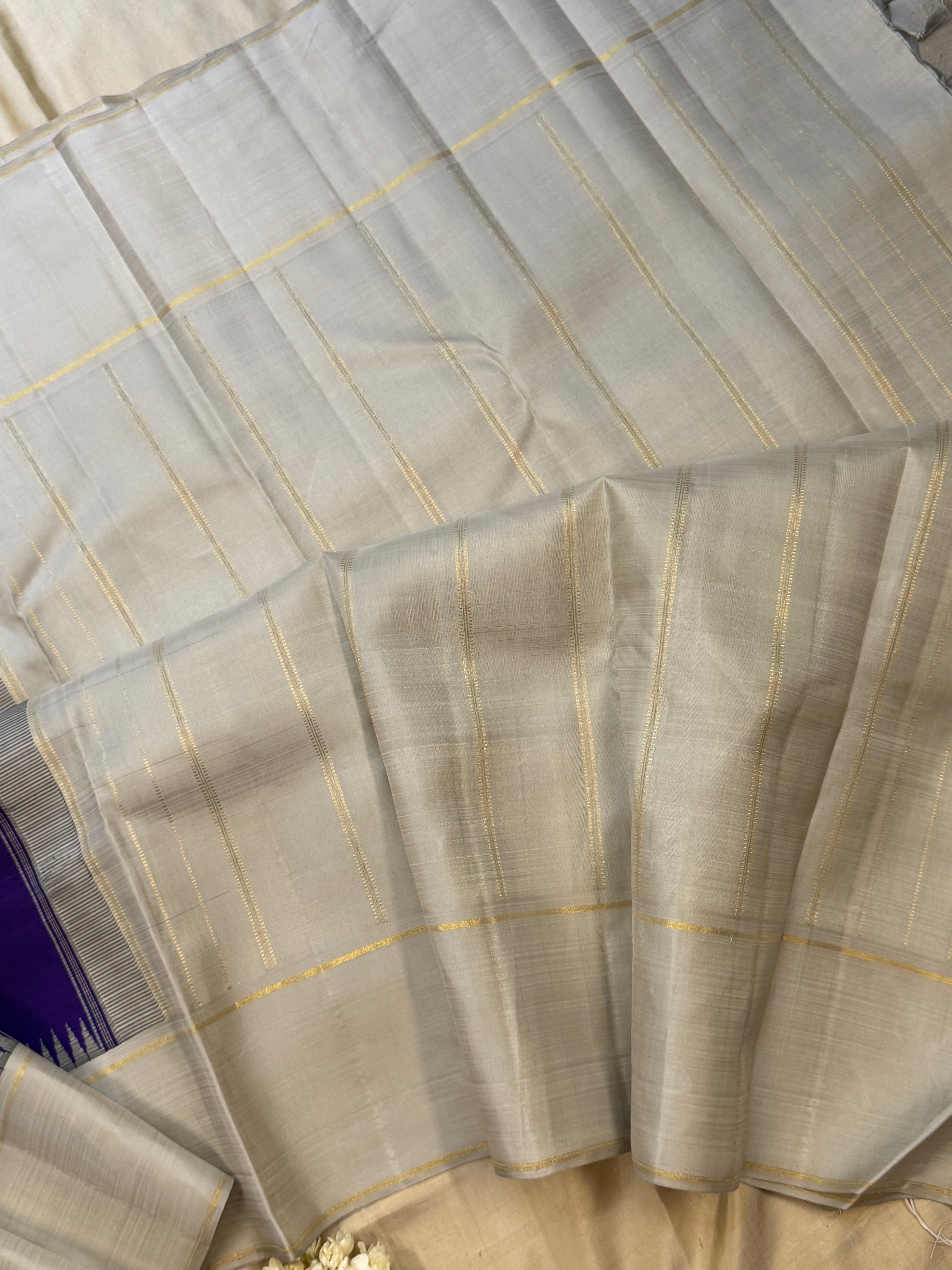 Purplish blue and silver grey / Arani silk