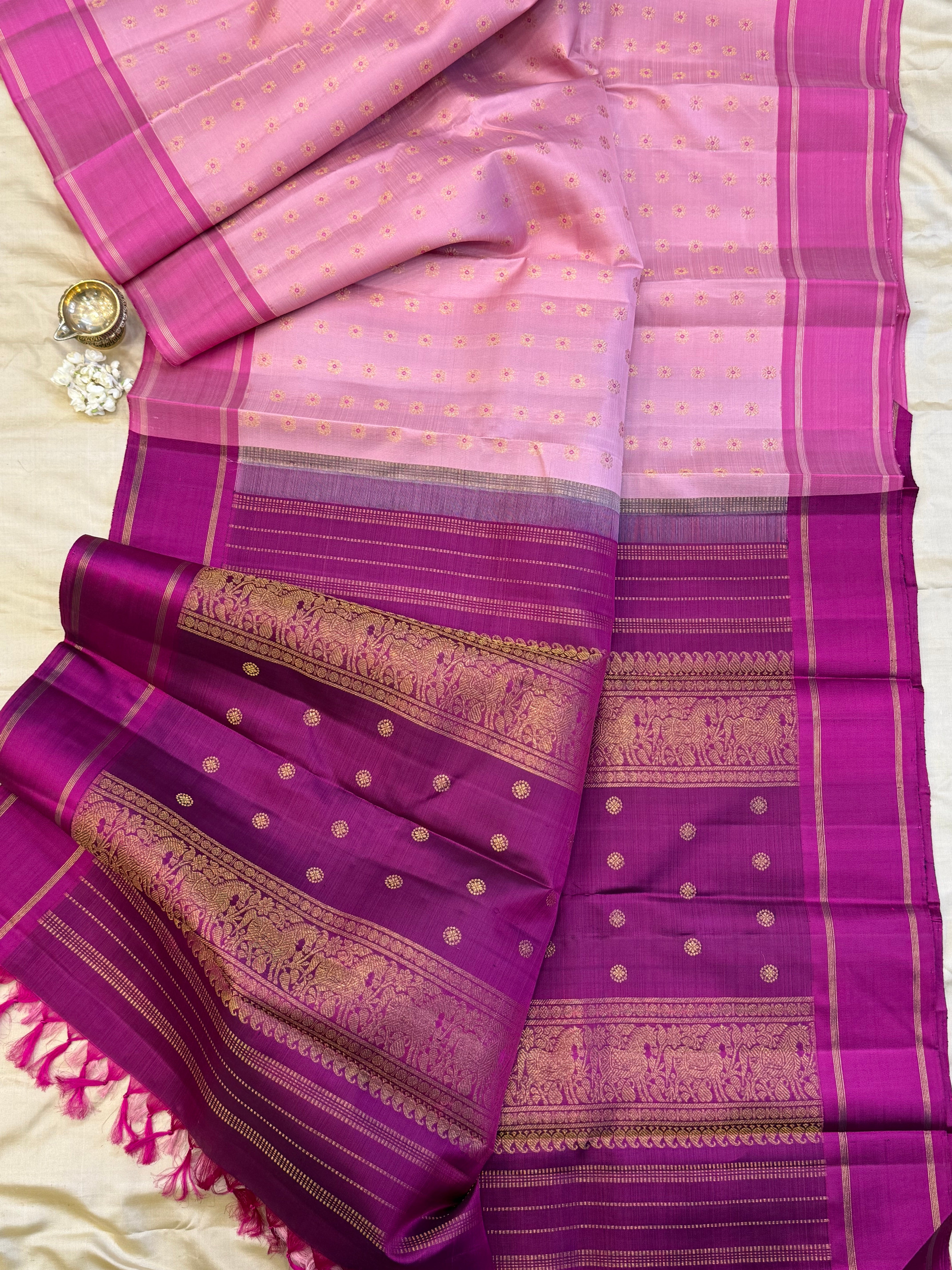 Pink meenakari butta/ Kanjipuram Silk