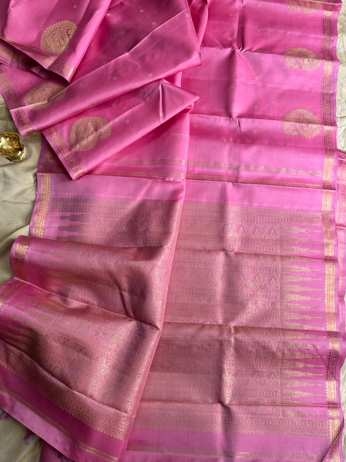 Lotus pink with adai border beetu Butta pure zari/kanjipuram silk saree clsa 11416
