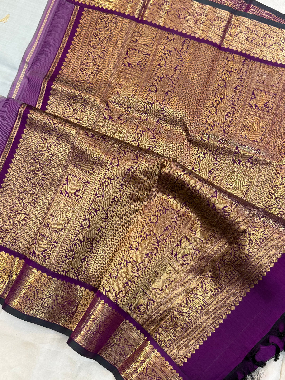 Steel Colour kili Korvai / kanjipuram silk saree clsa 12732