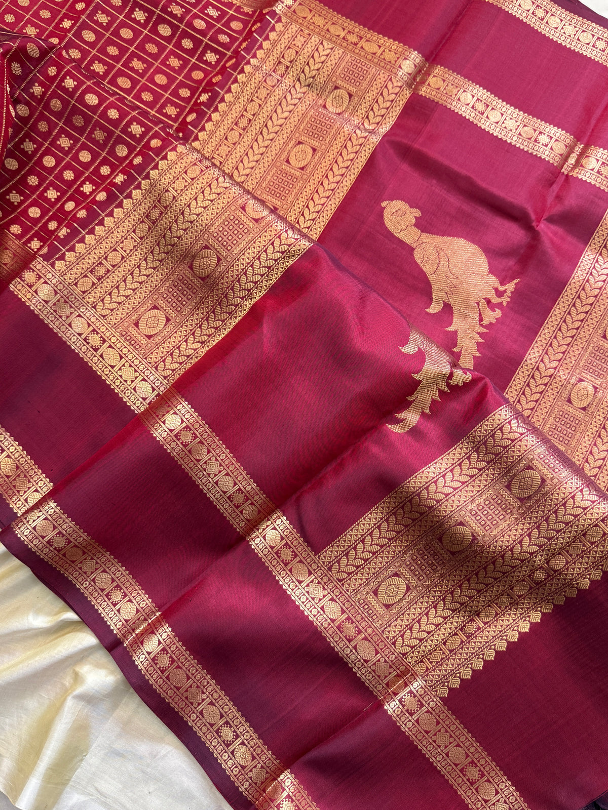 Special edition-Maroon colour with Zari kattam with butta silk saree/clsa 12564