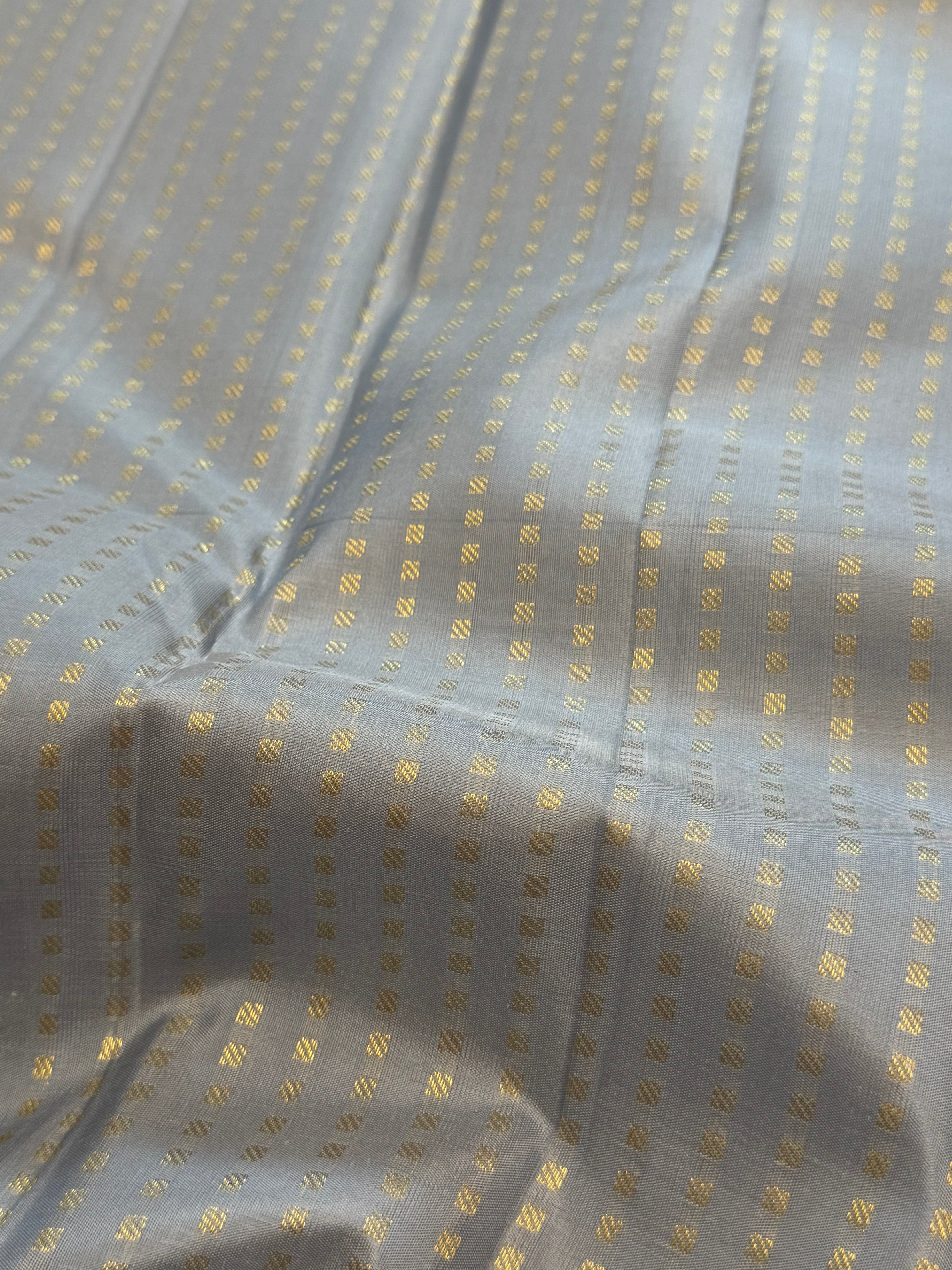 Silverish grey zari butta/ Kanjipuram blouse fabric (per metre)