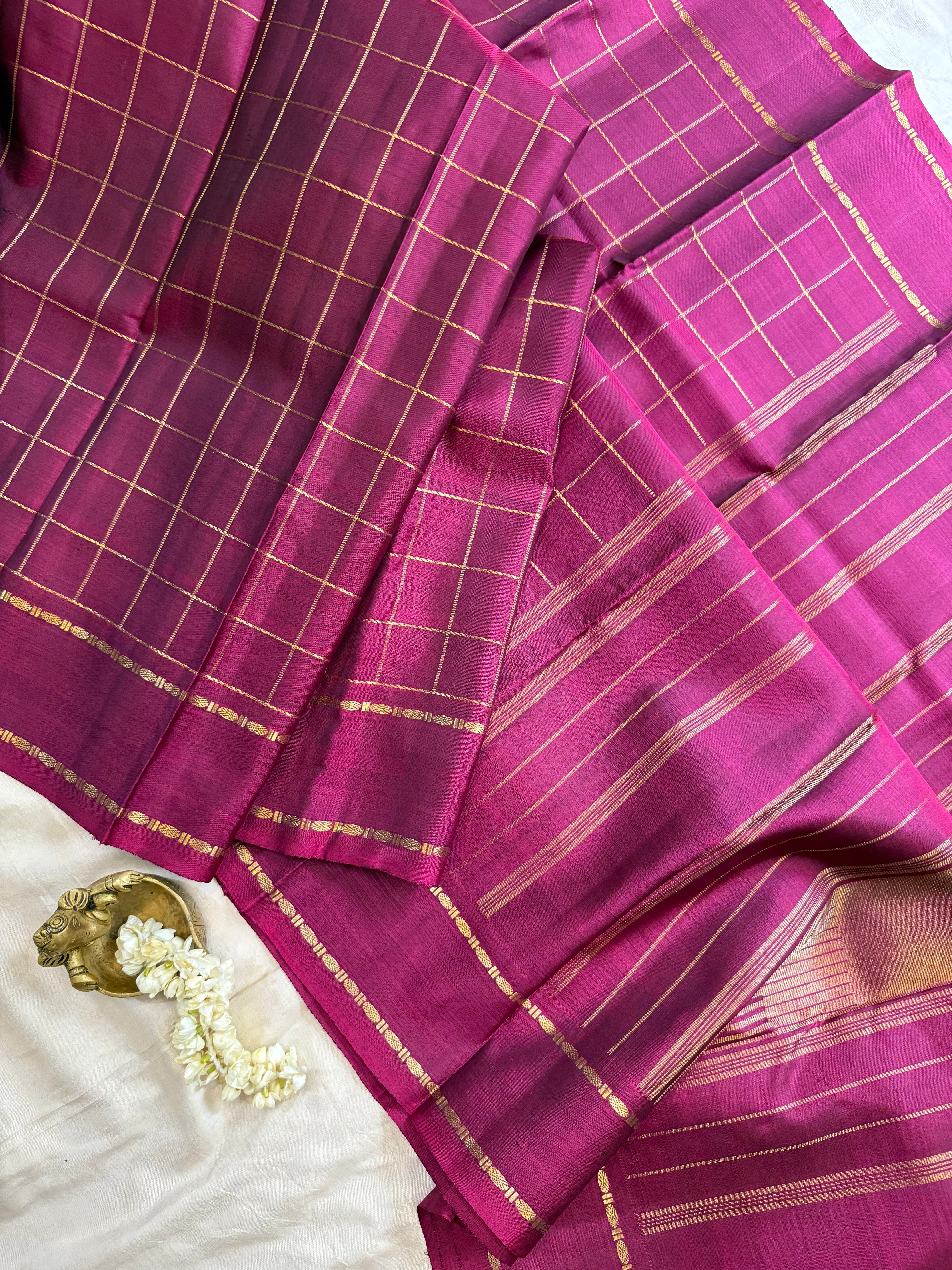 Wine colour Zari Kattam - kanjipuram silk