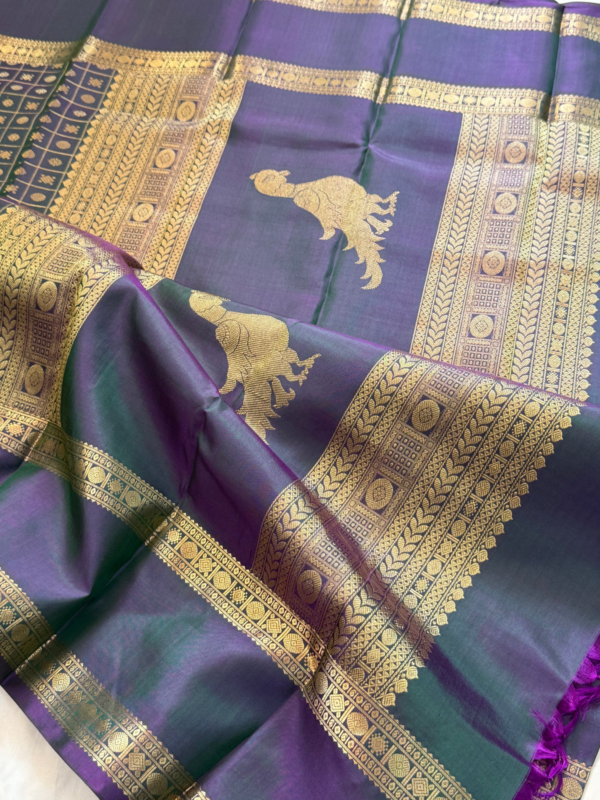 Purple shot pink lakshambutta kili pallu/ Special edition kanjipuram silk